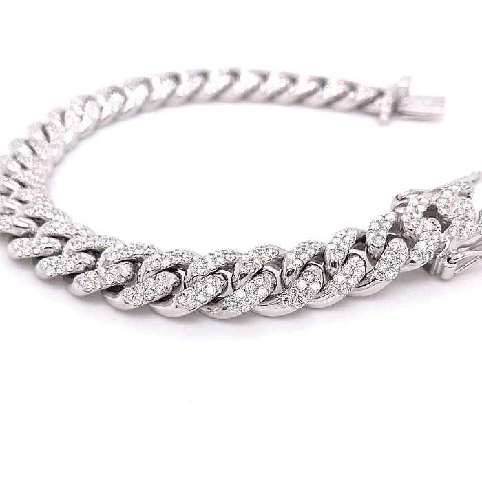Iced Out 12mm White gold miami cuban link bracelet 12ctw genuine VS diamonds