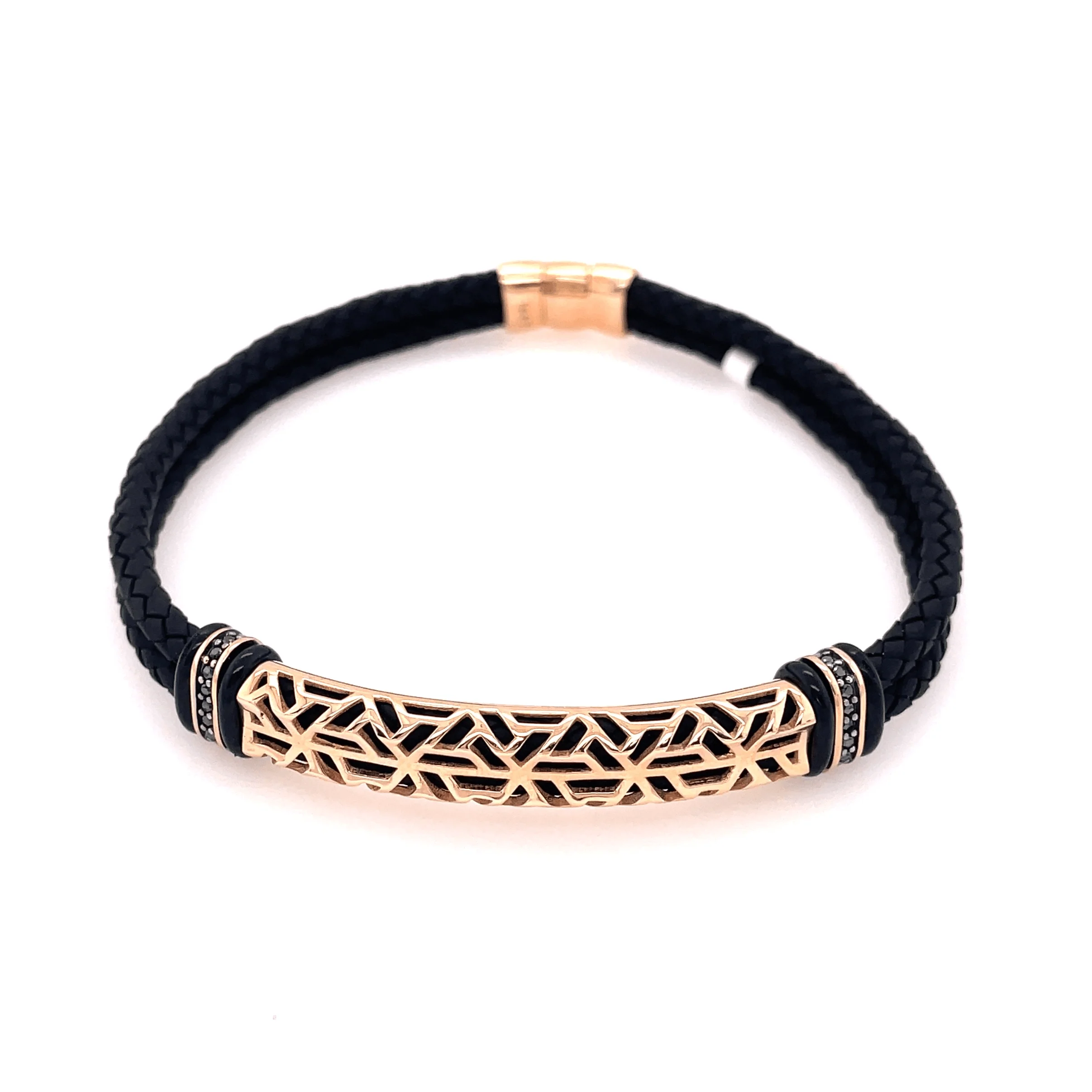 Rose gold modern fashion bracelet cz diamonds 6.9g 14kt