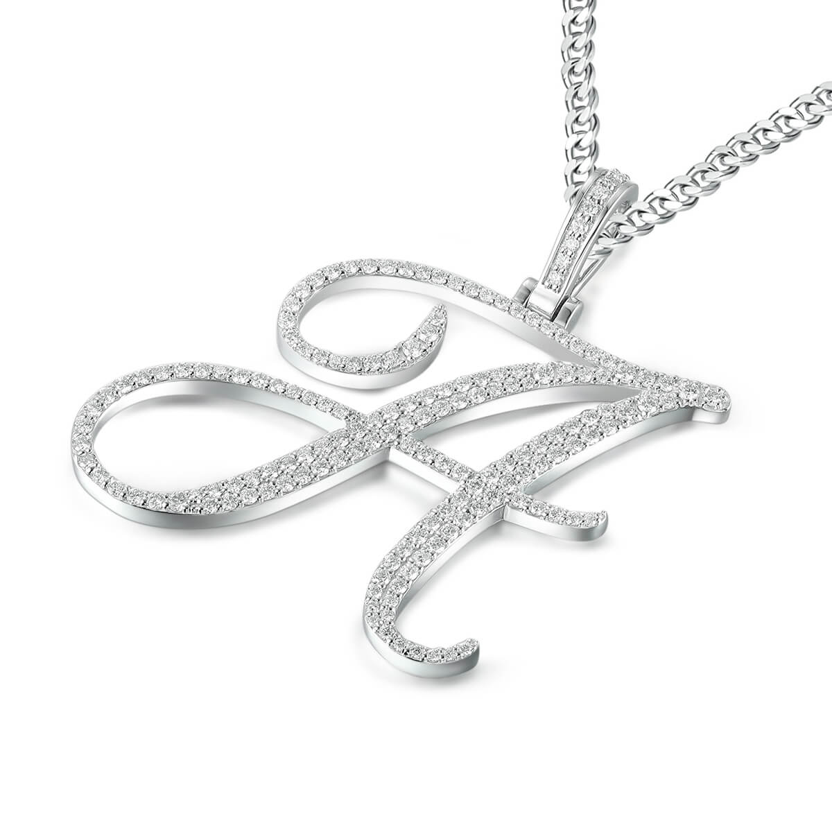 Cursive Genuine Diamond Letter Pendant
