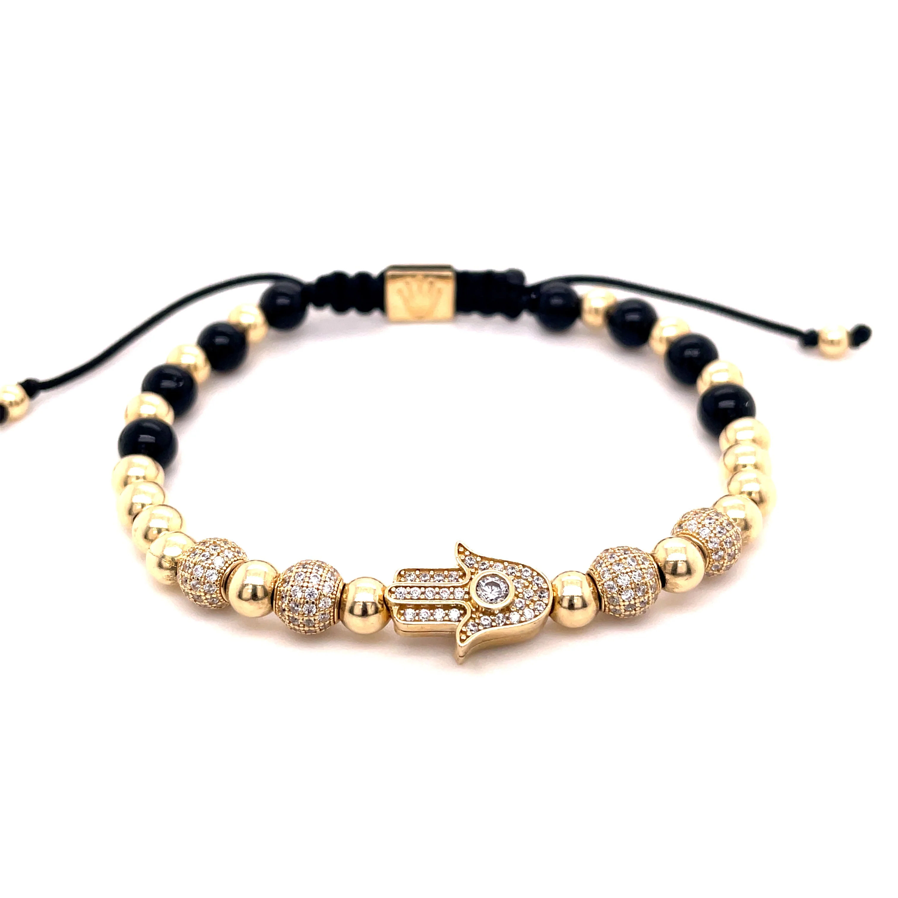 Men's Gold Bead Hamsa Bracelet
