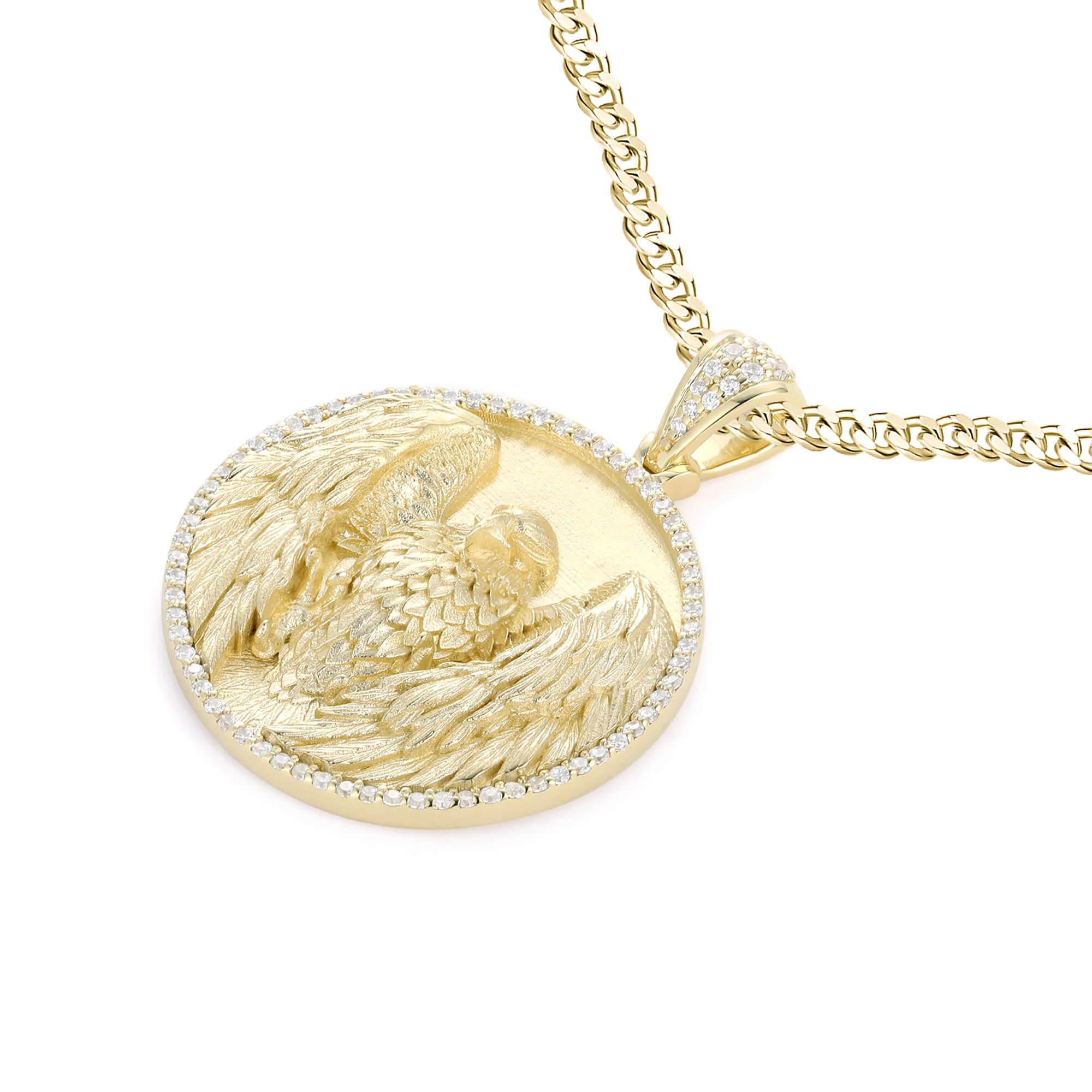 Diamond Border Eagle Pendant