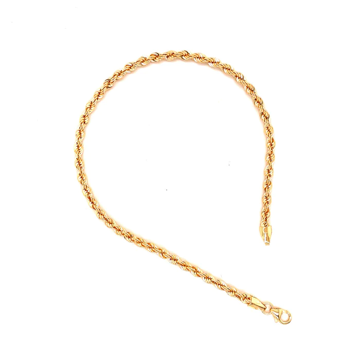 Solid Gold Diamond Cut Rope Bracelet