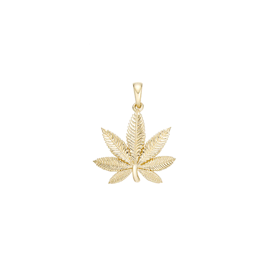 Gold weed leaf pendant