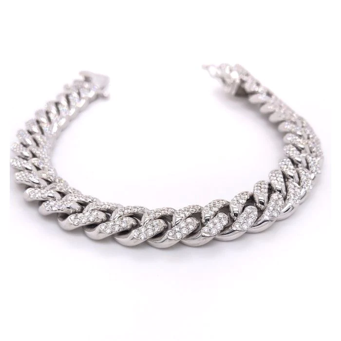 Iced Out 12mm White gold miami cuban link bracelet 12ctw genuine VS diamonds
