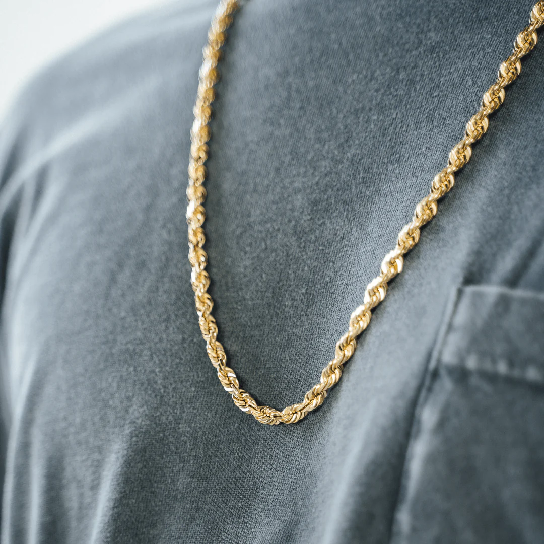 Solid Gold Diamond Cut Rope Chains