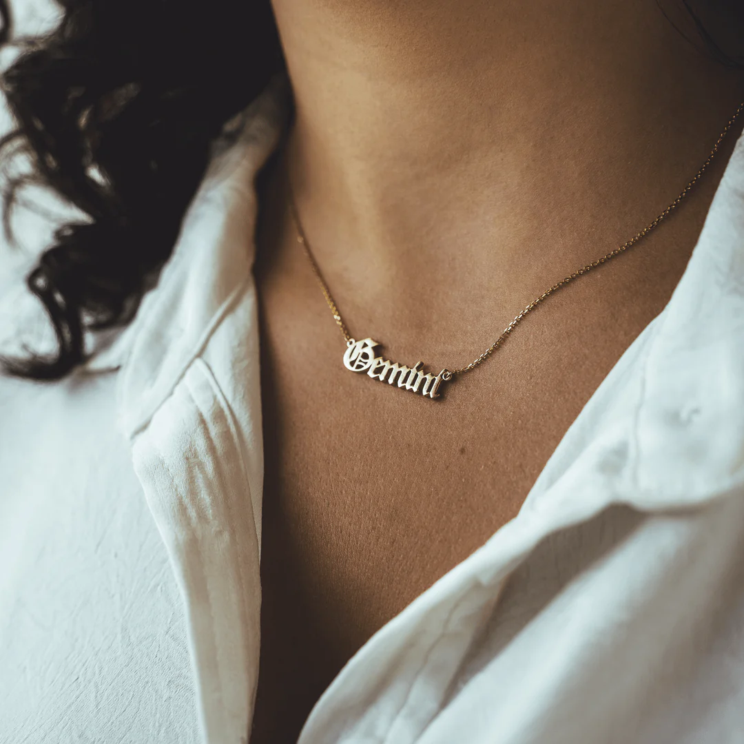 Zodiac Sign Charm and Chain name plate