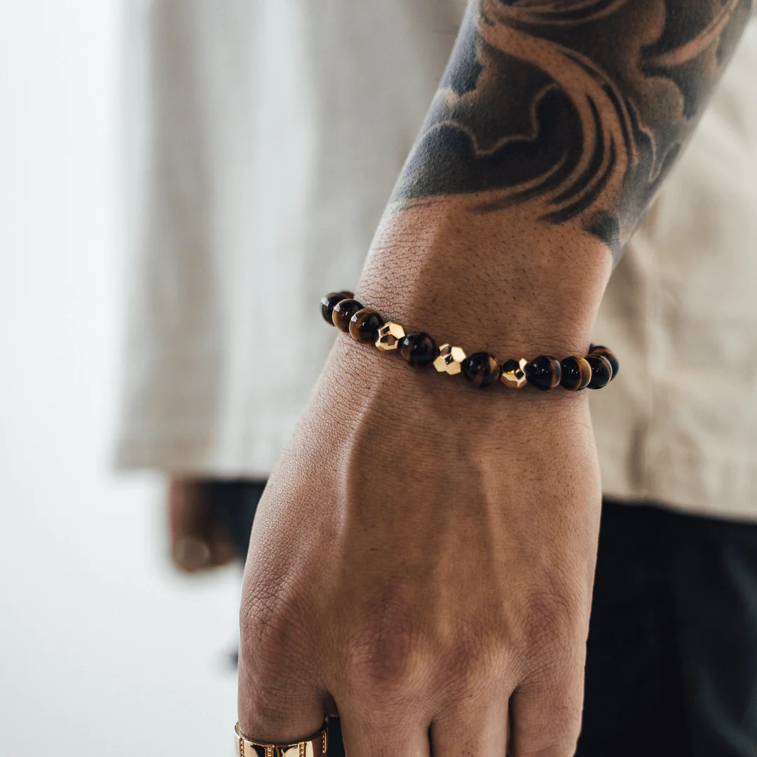 Gold & Tiger Eye Bead Bracelet