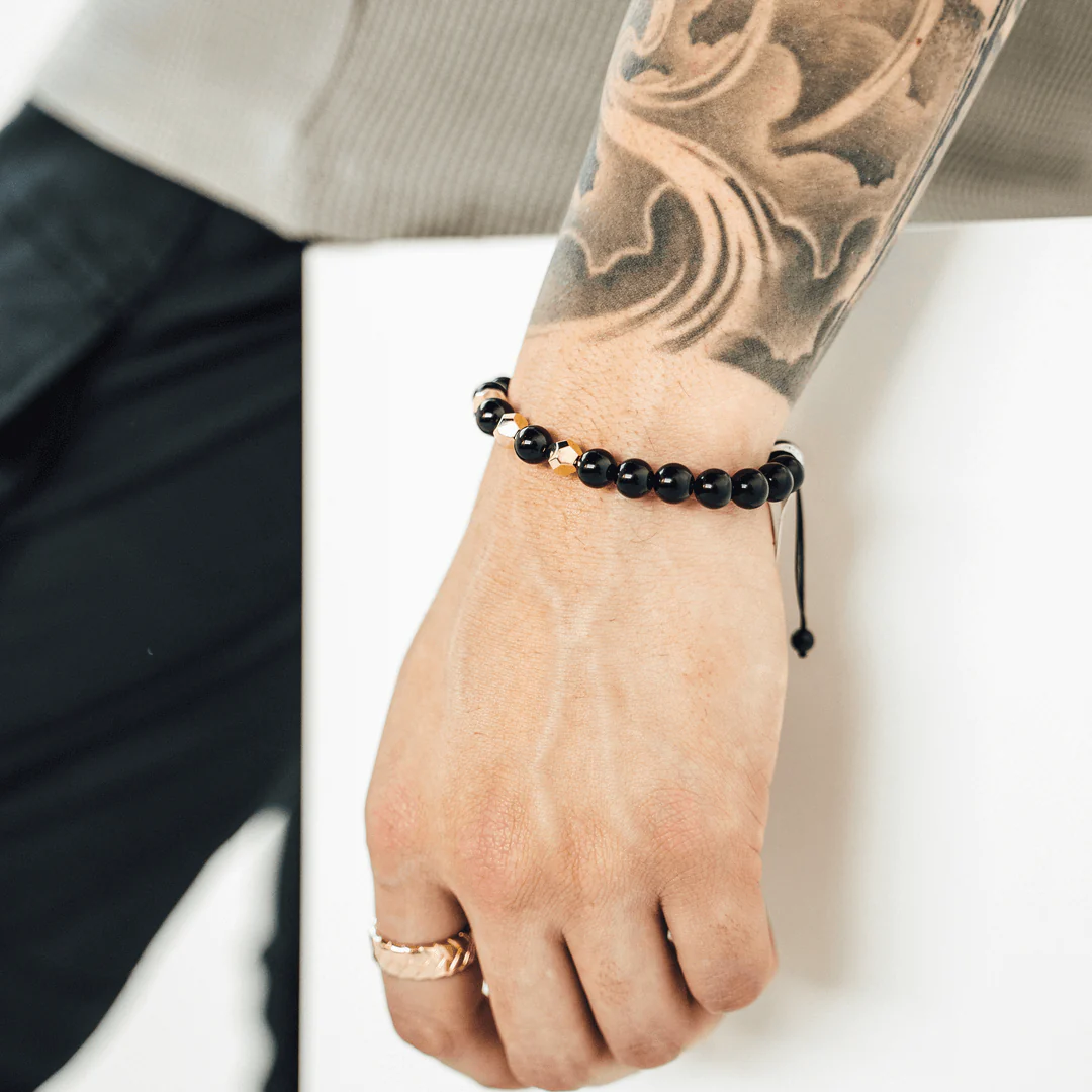 Gold & Onyx Bead Bracelet