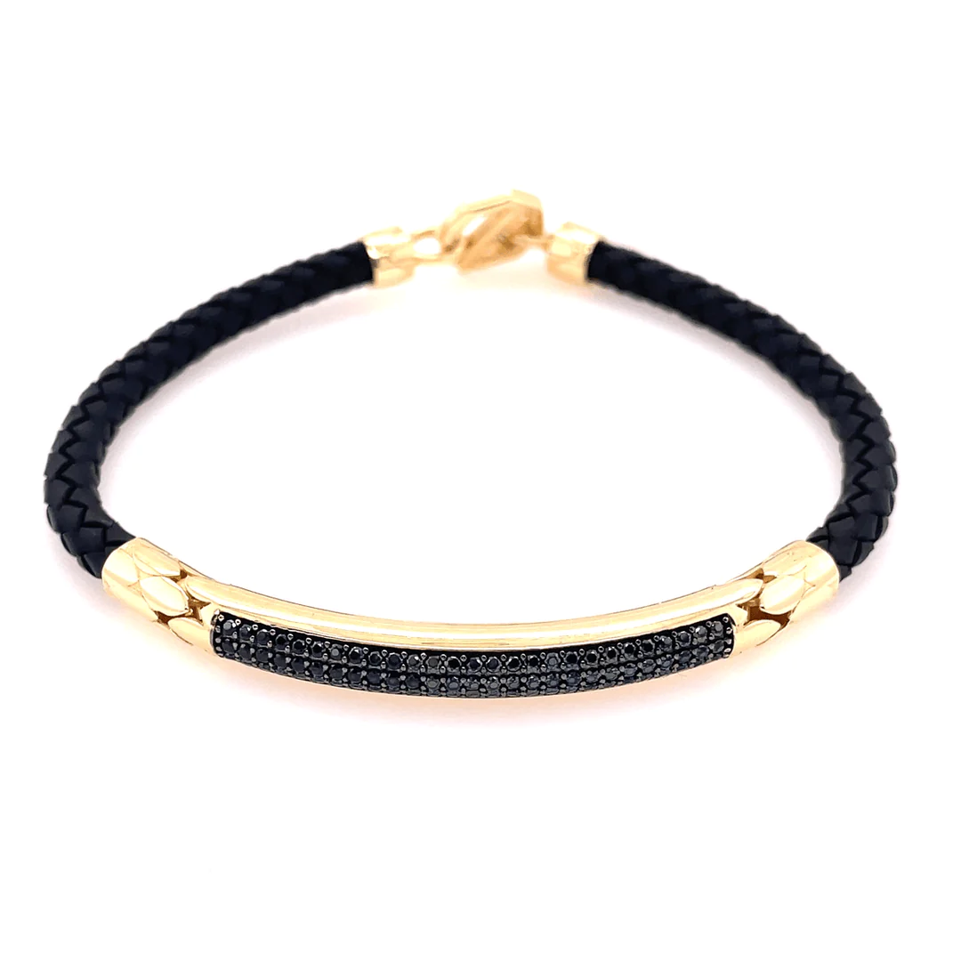 Black stone with Gold fashion bracelet 9.4g 14kt