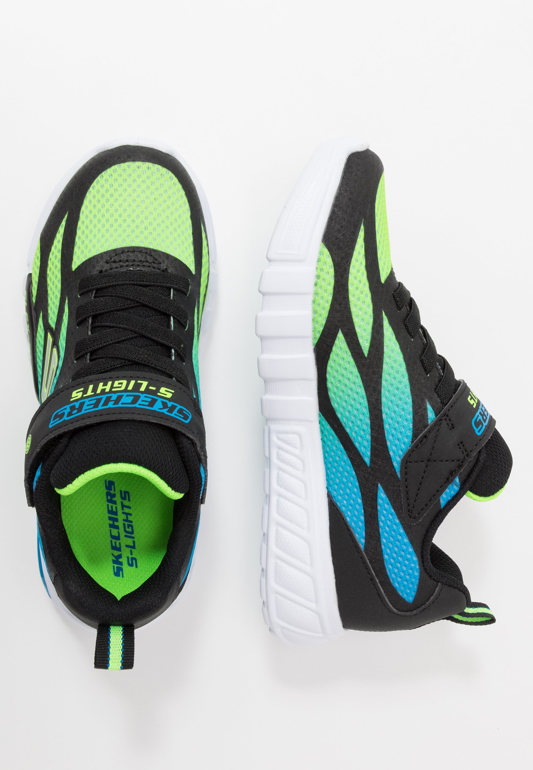 Skechers FLEX-GLOW - Trainers - black/blue/lime/black