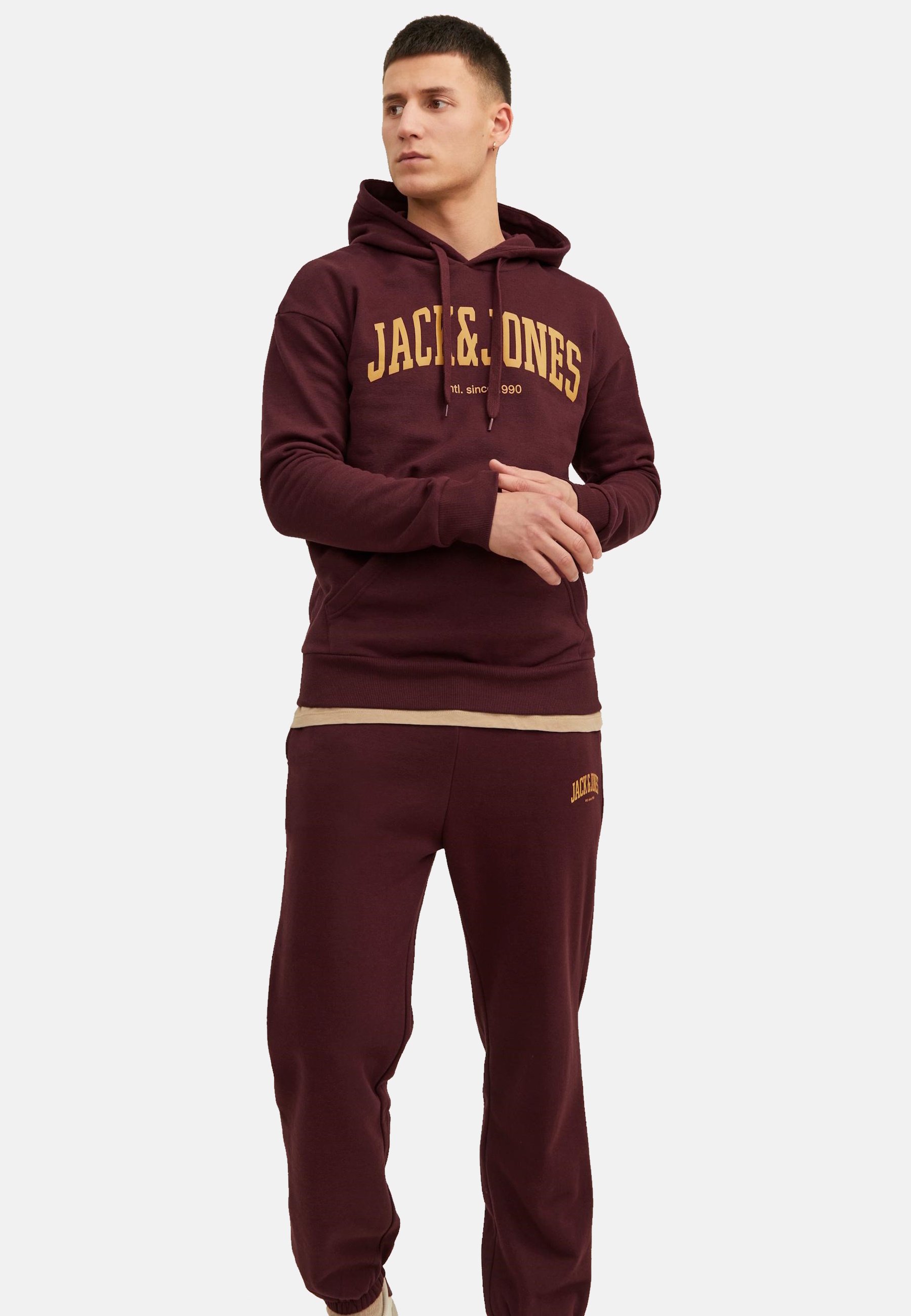 Jack &Jones JOSH MIT TUNNELZUG KÄNGURUT - Hoodie - rot/bordeaux