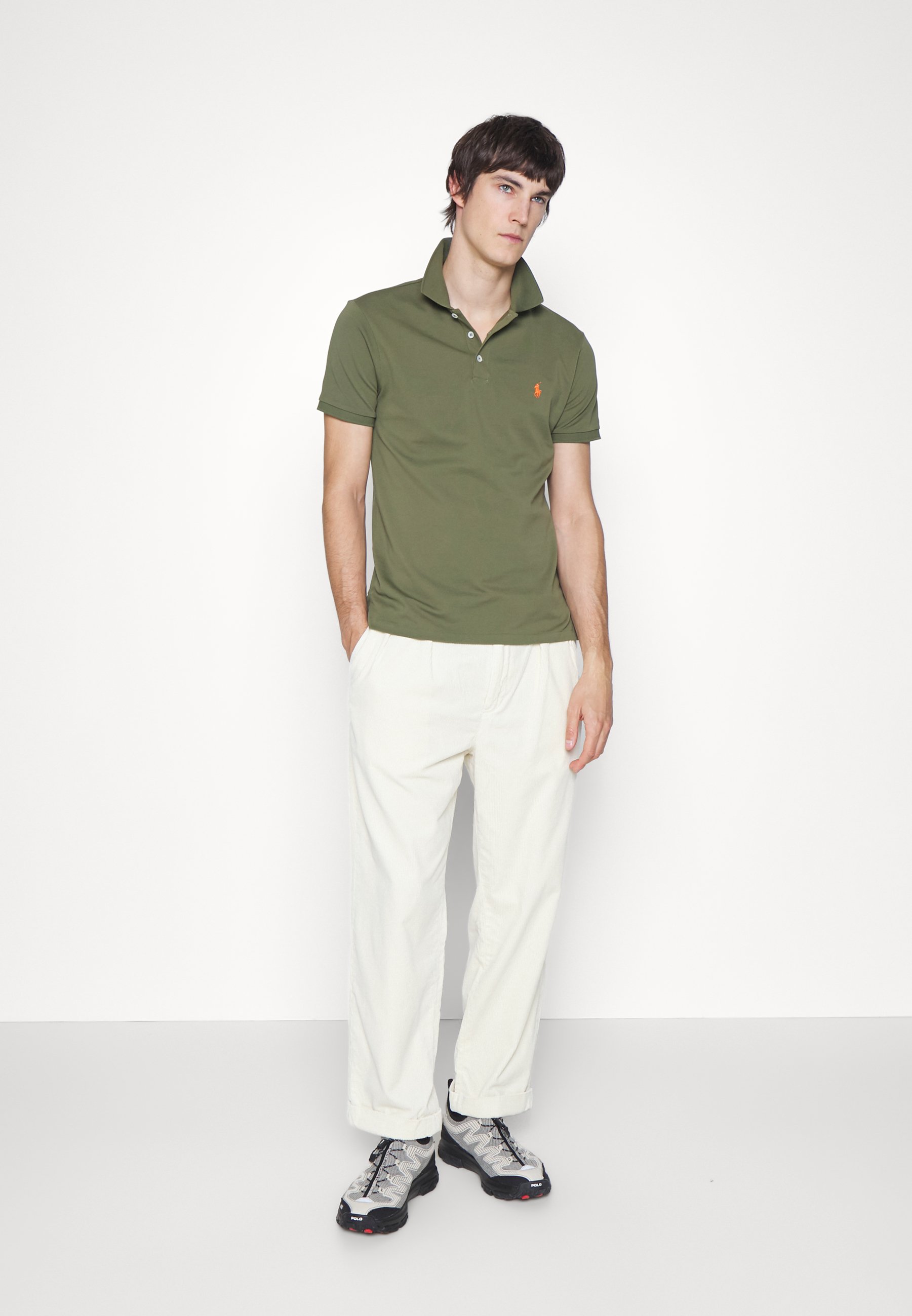 Polo Ralph Lauren SLIM FIT STRETCH MESH POLO SHIRT - Polo shirt - dark sage/beige