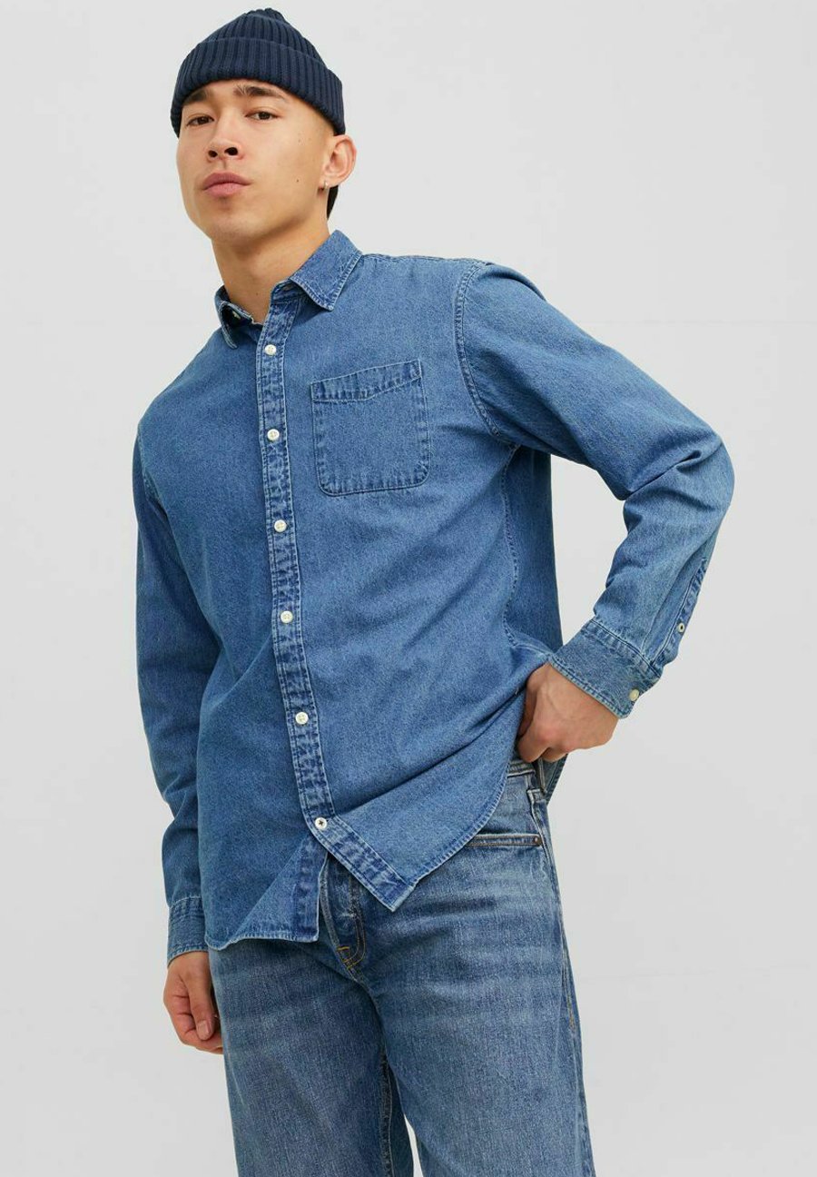 Jack &Jones LANGÄRMELIGES - Shirt - medium blue denim/blue denim
