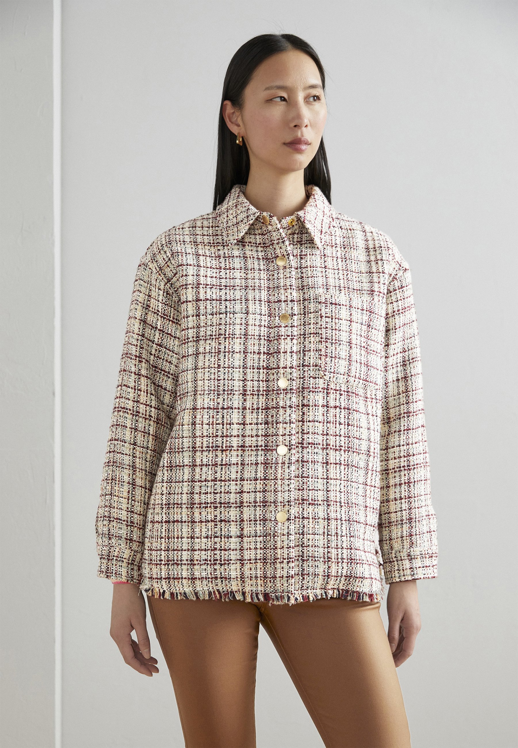 Scotch & Soda TWEED SHIRT JACKET - Bomber Jacket - ecru lurex melange/off-white