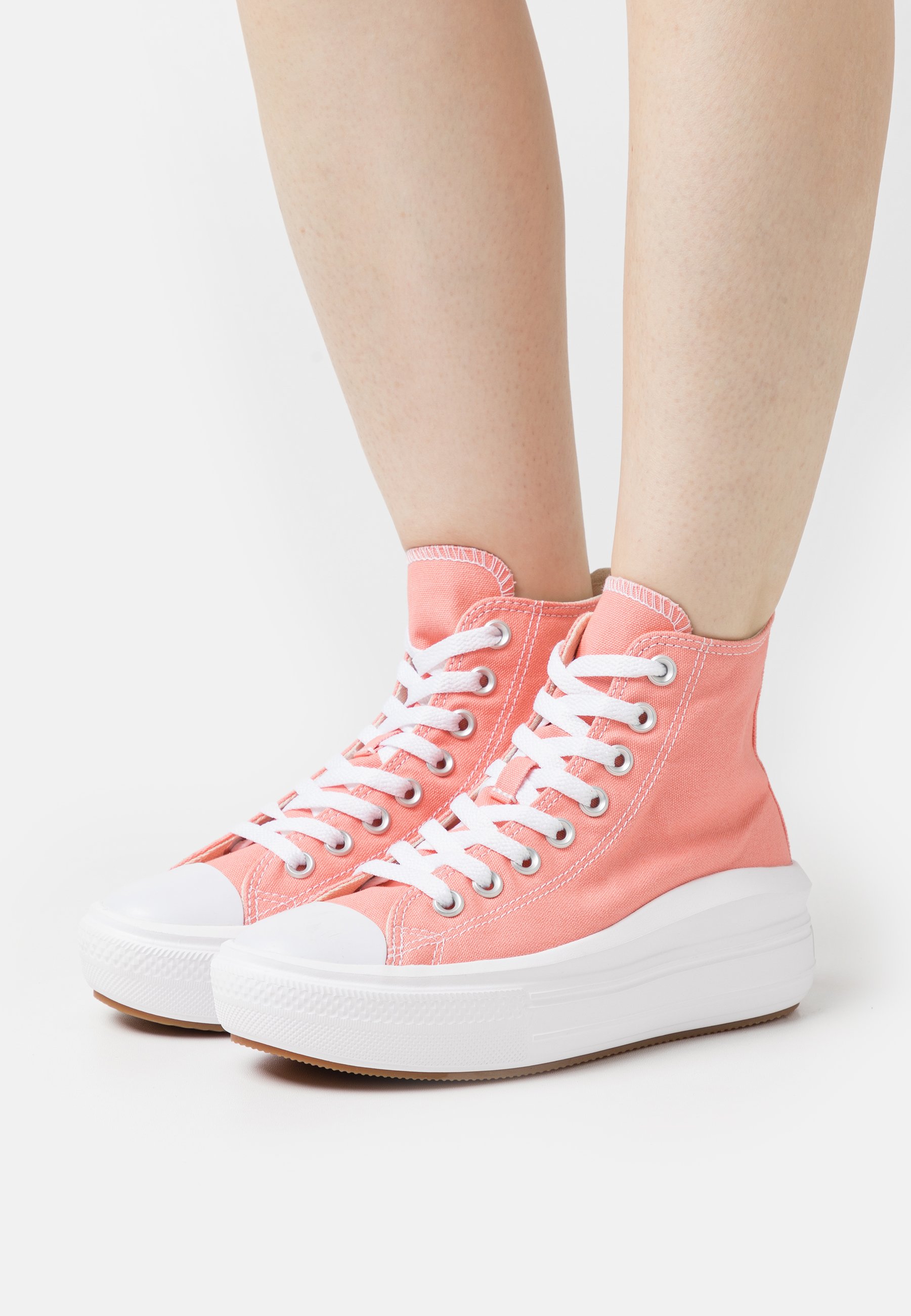 Converse CHUCK TAYLOR ALL STAR MOVE PLATFORM SEASONAL COLOR - High-top trainers - lawn flamingo/white/neon pink