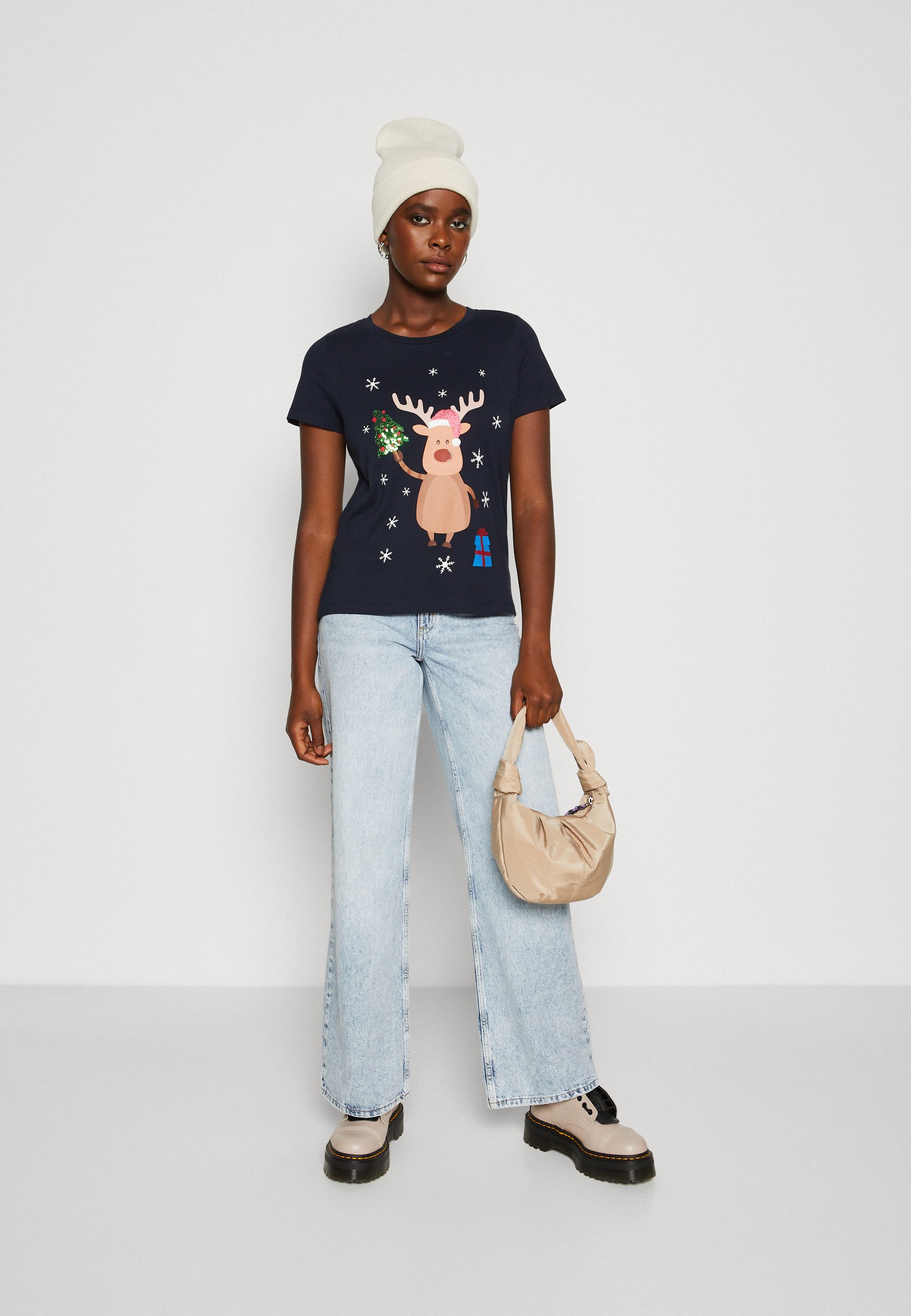 Vero Moda VMFRANCIS XMAS - Print T-shirt - night sky/dark blue