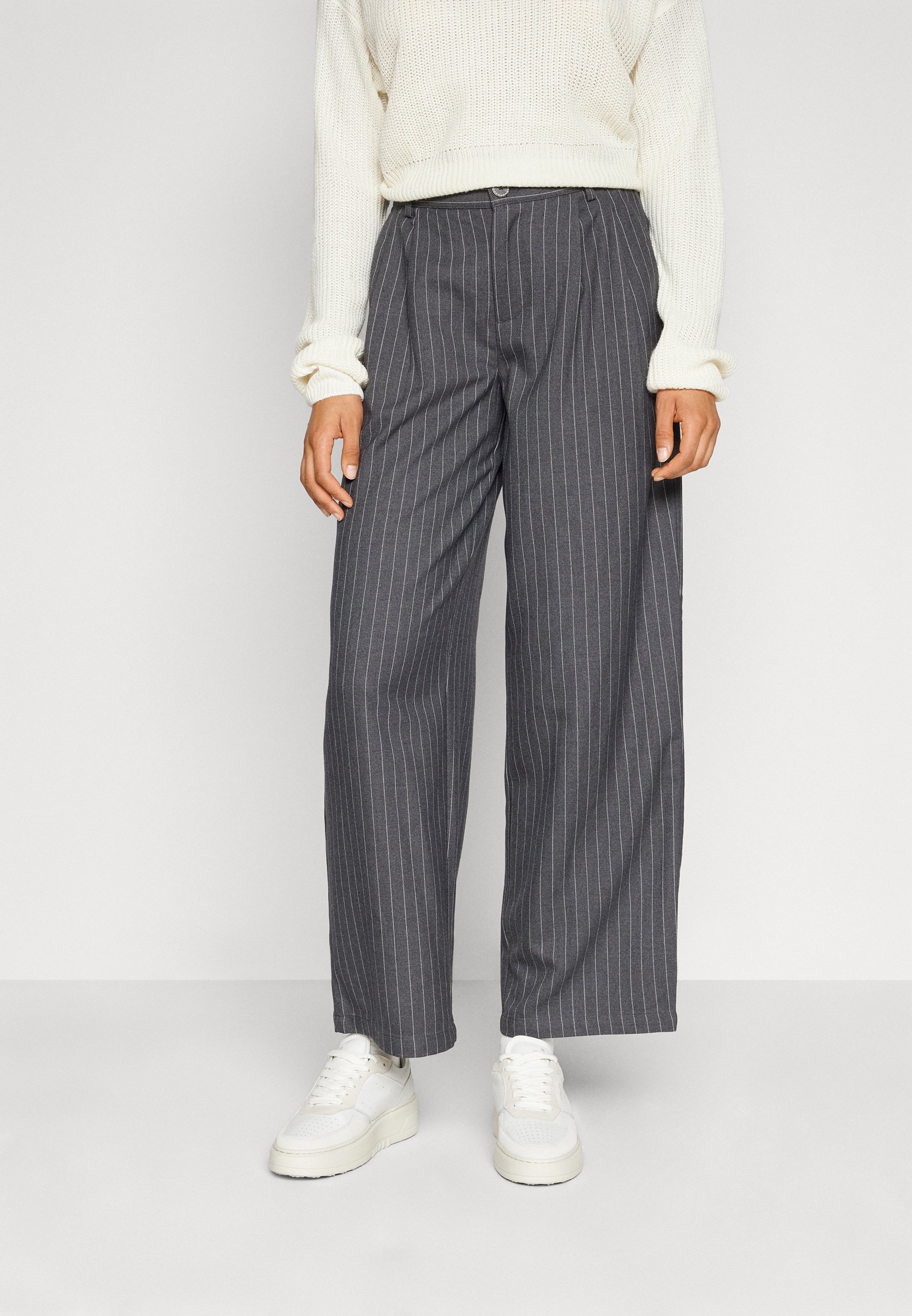 ONLY ONLJOE PINSTRIPE MENS PANT - Trousers - dark grey melange/mottled dark grey