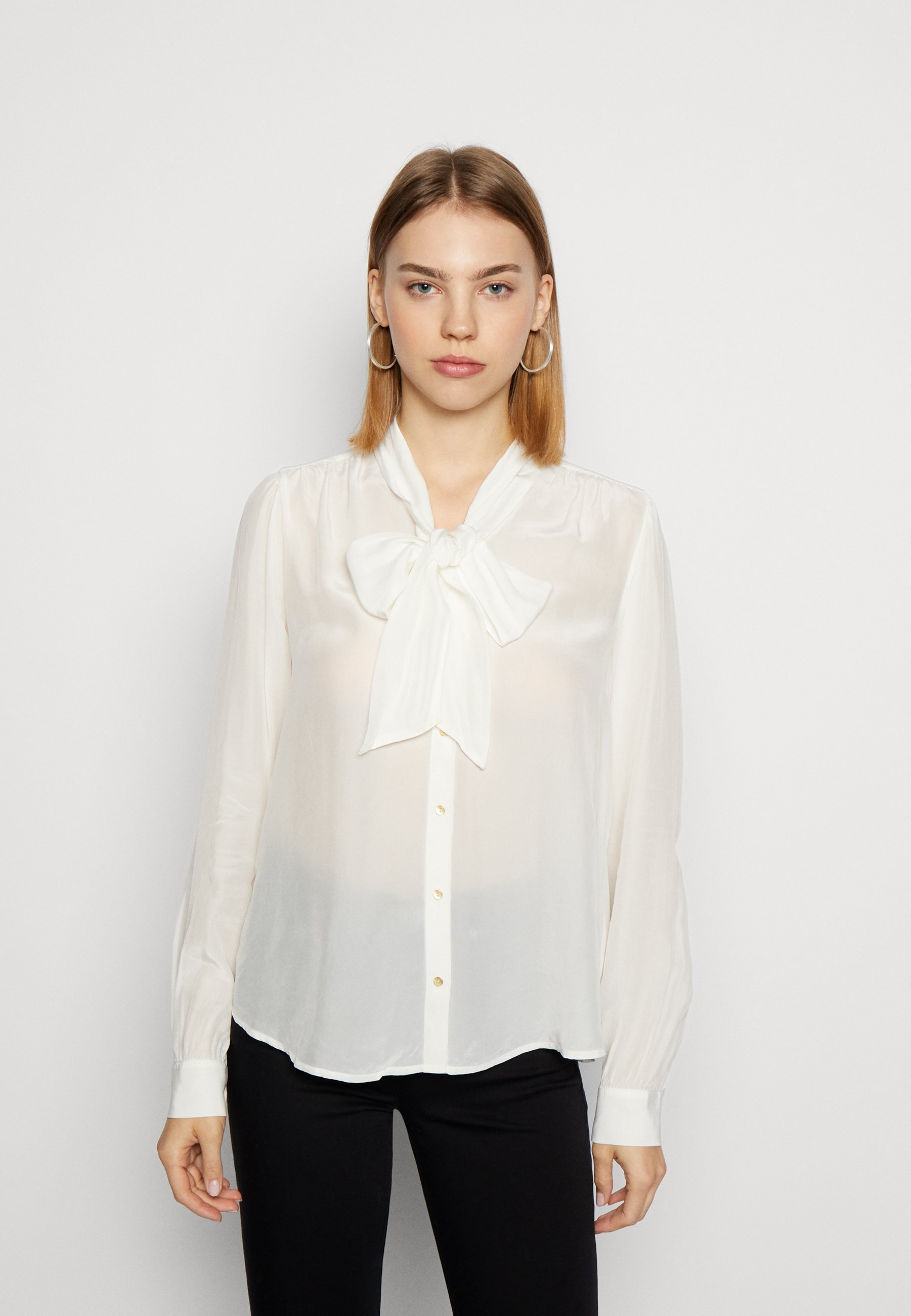 Scotch & Soda DRAPEY SEASONAL WITH TIES AT NECK - Button-down blouse - aged white/off-white