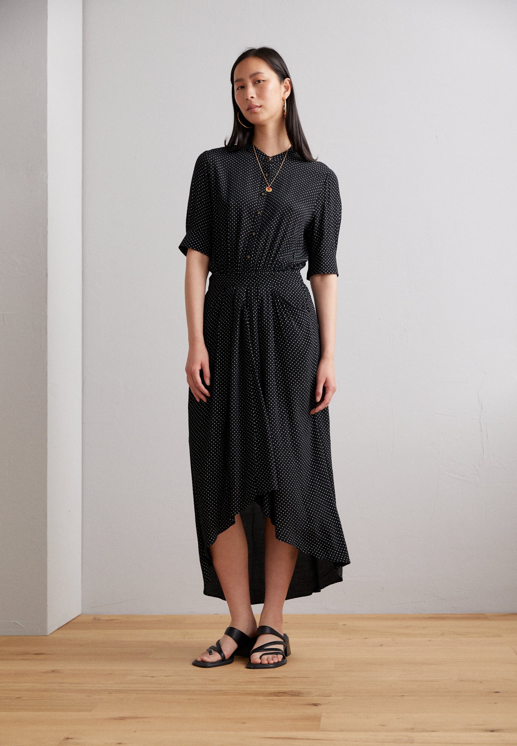 Scotch & Soda MIDI DRESS WITH HIGH LOW HEM - Day dress - evening black/black