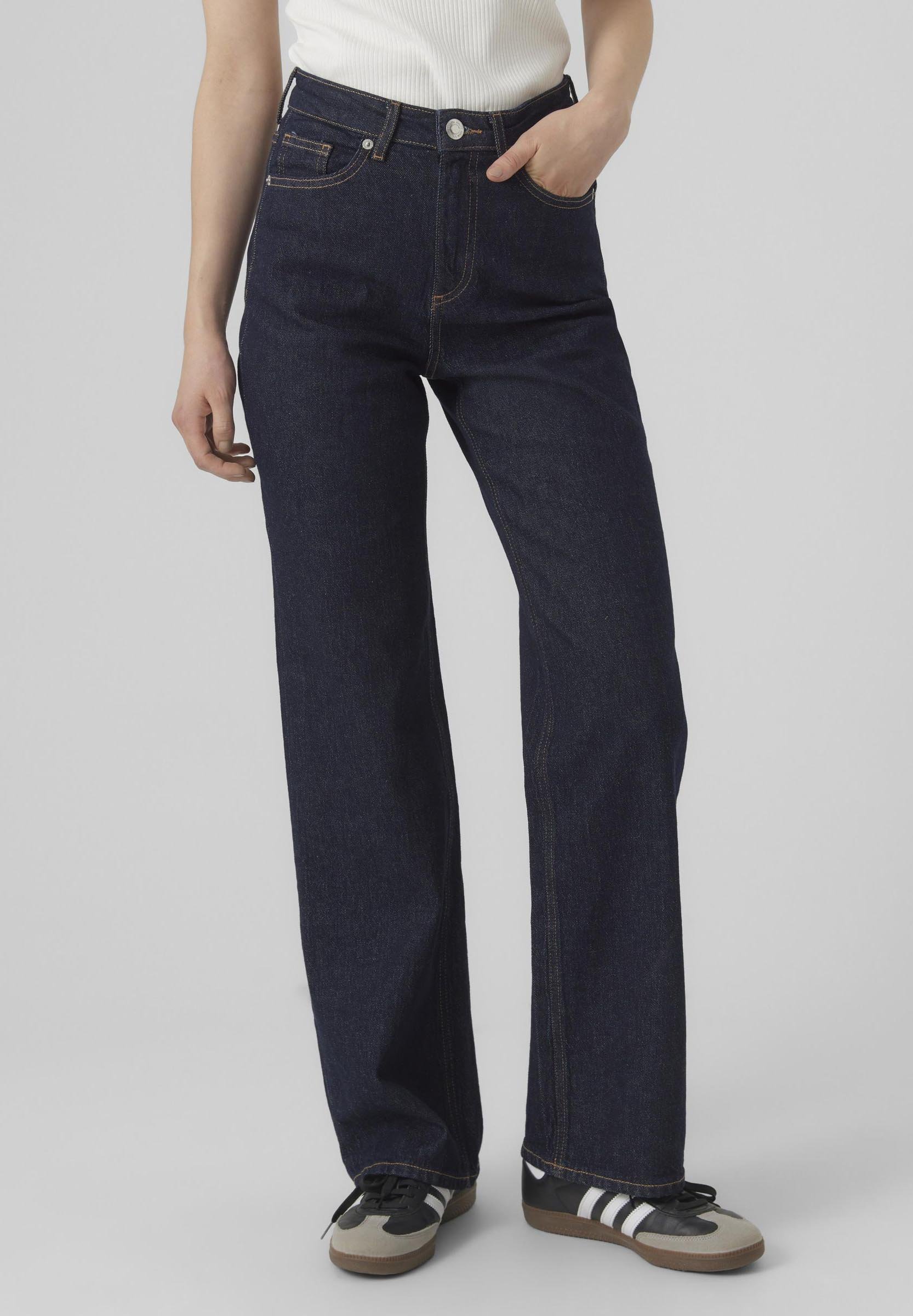 Vero Moda VMTESSA HR RA369 GA - Trousers - dark blue denim detail rinse/dark-blue denim