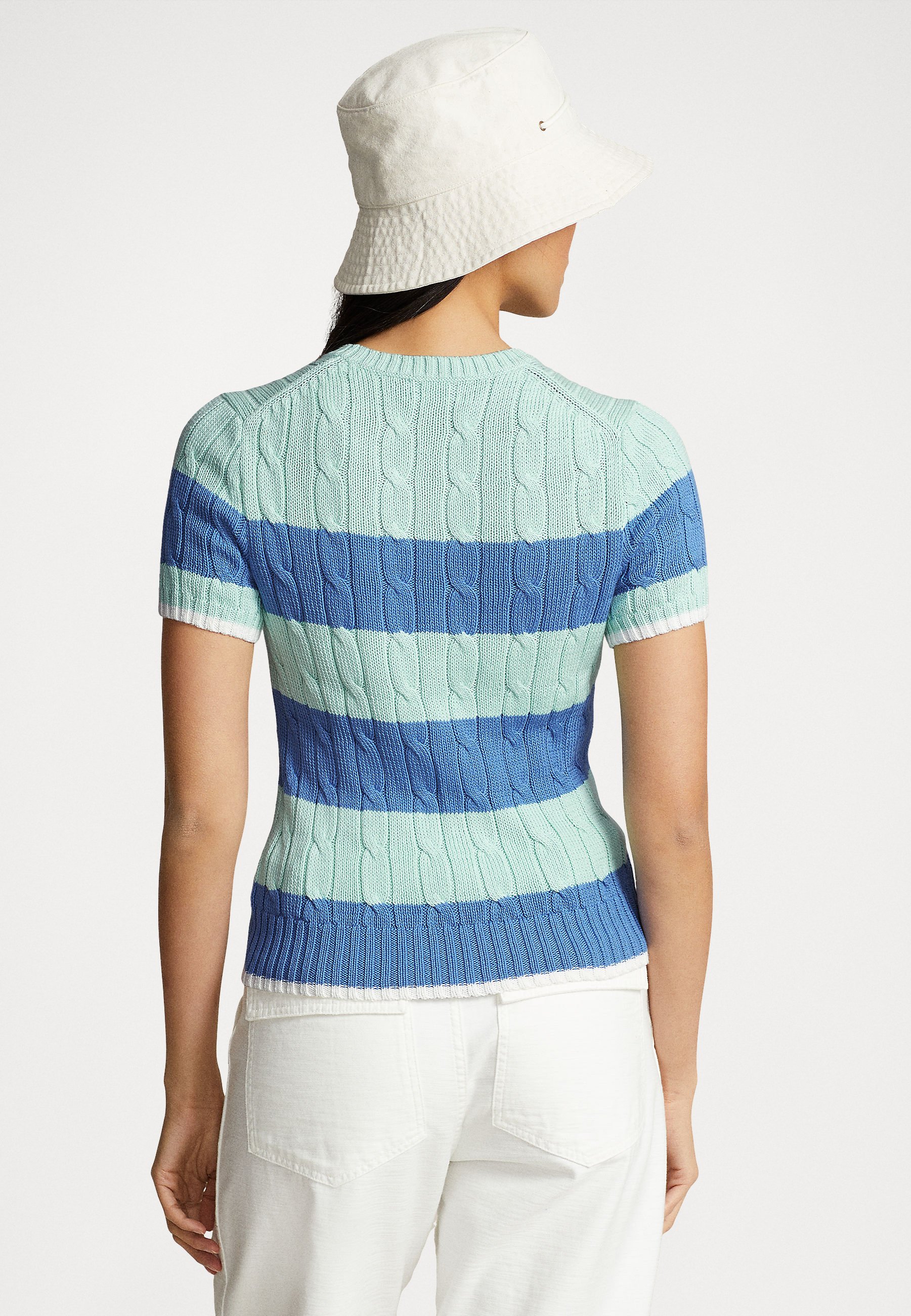 Polo Ralph Lauren STRIPE SHORT SLEEVE - Print T-shirt - april green/new englnd blue/blue