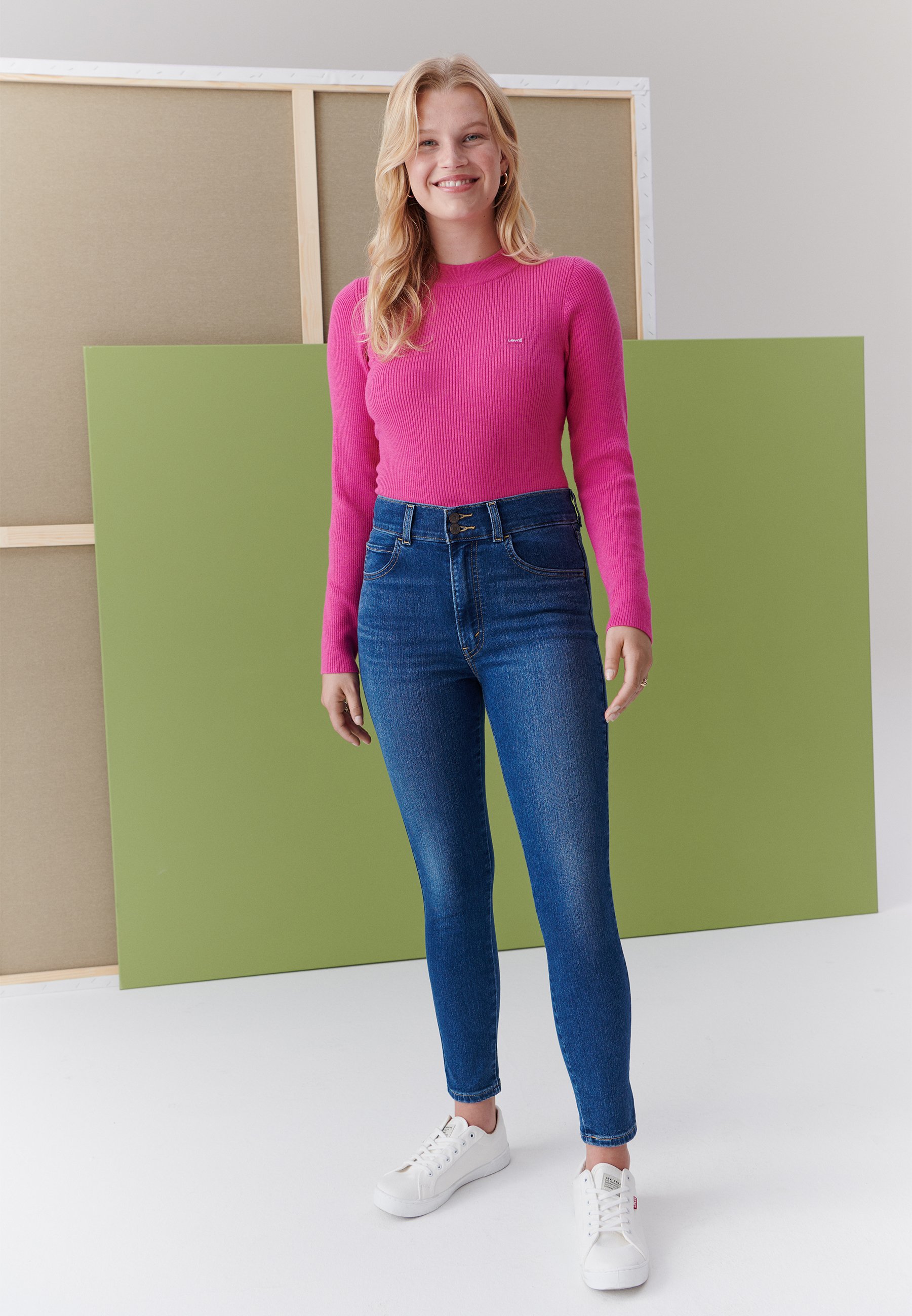 Levi's® RETRO HIGH SKINNY DOUBLE BUTTON - Jeans Skinny Fit - stream of thought/blue denim