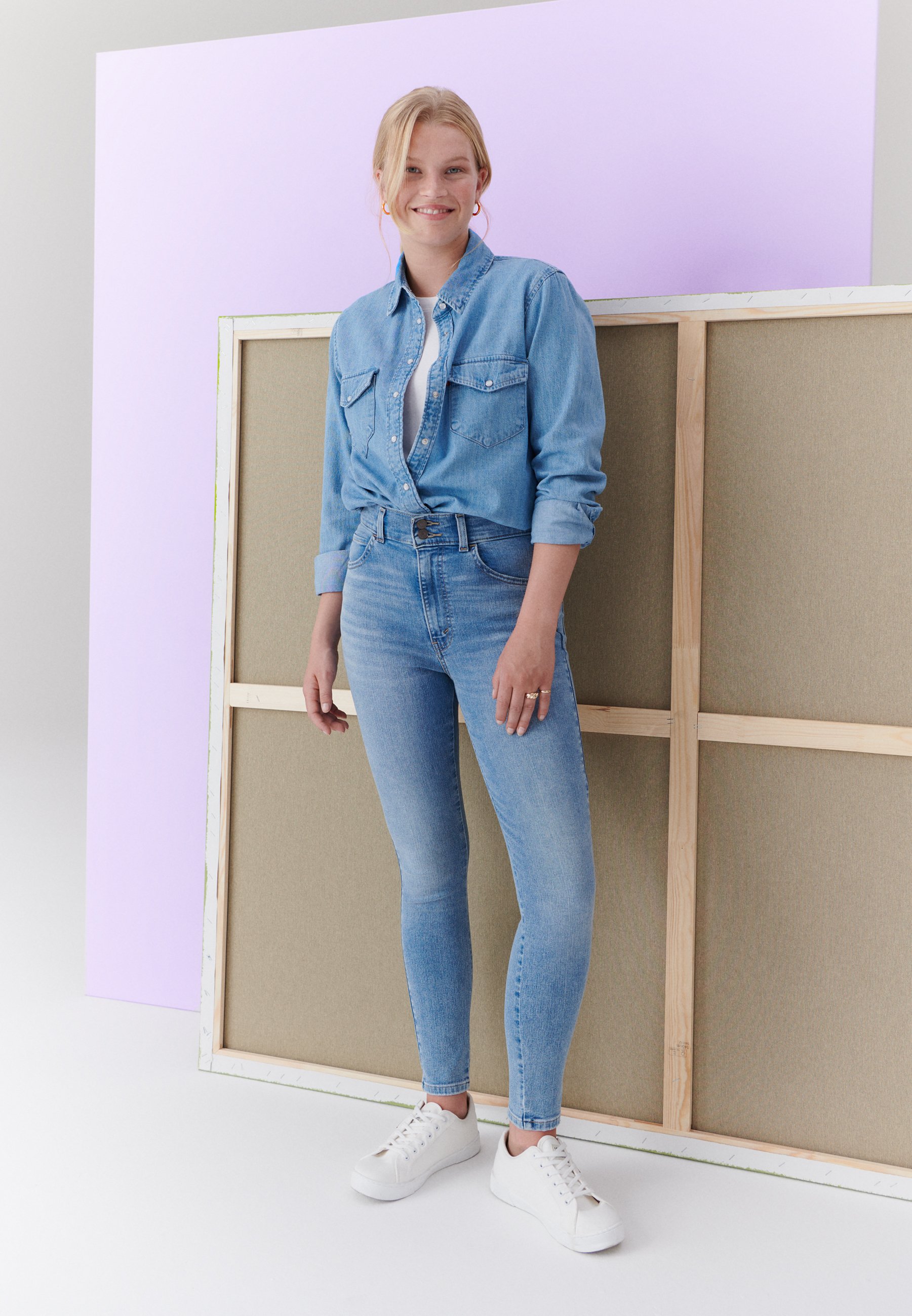 Levi's® RETRO HIGH SKINNY DOUBLE BUTTON - Jeans Skinny Fit - straight out of levi/light-blue denim