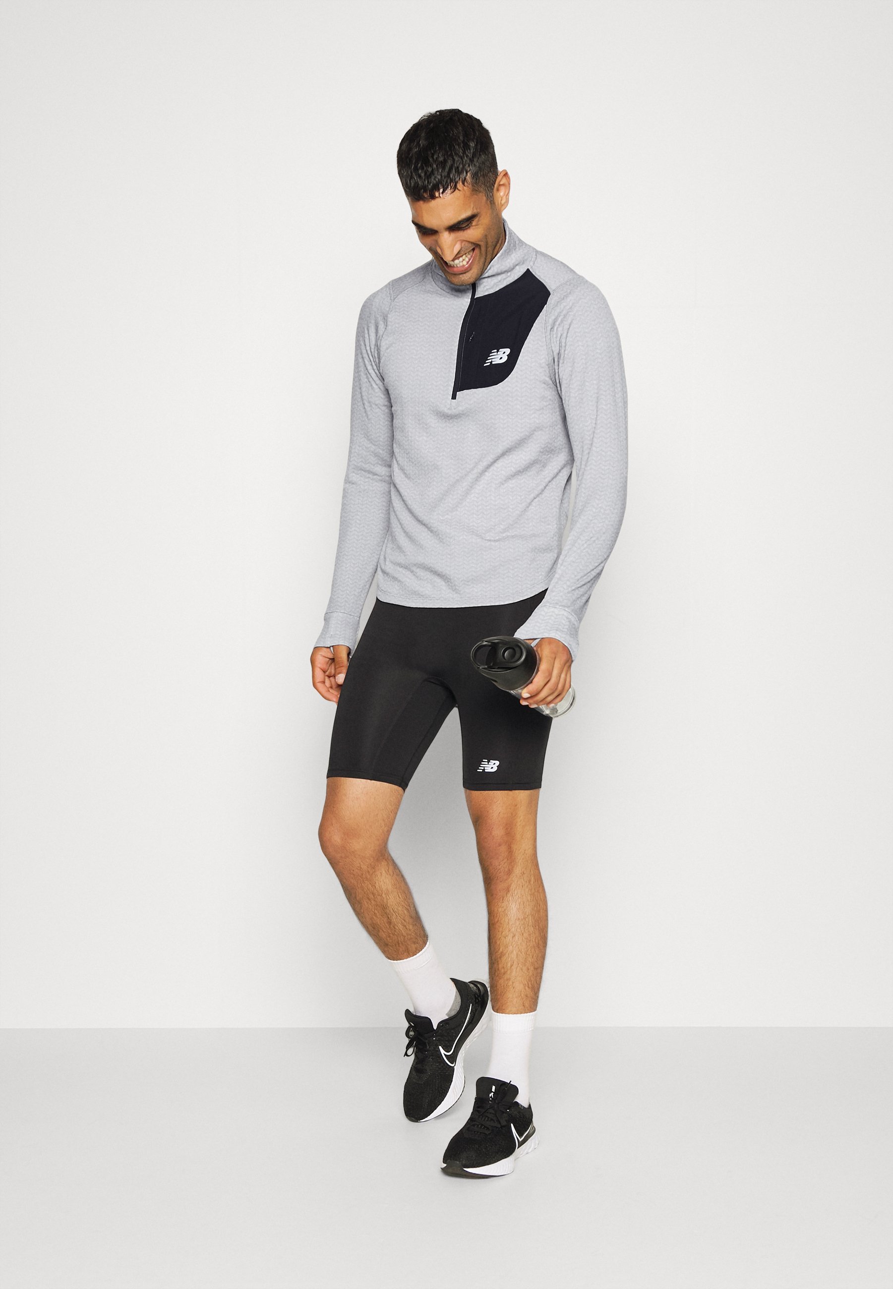 NB HEAT GRID HALF ZIP - Fleece jumper - athletic grey/grey