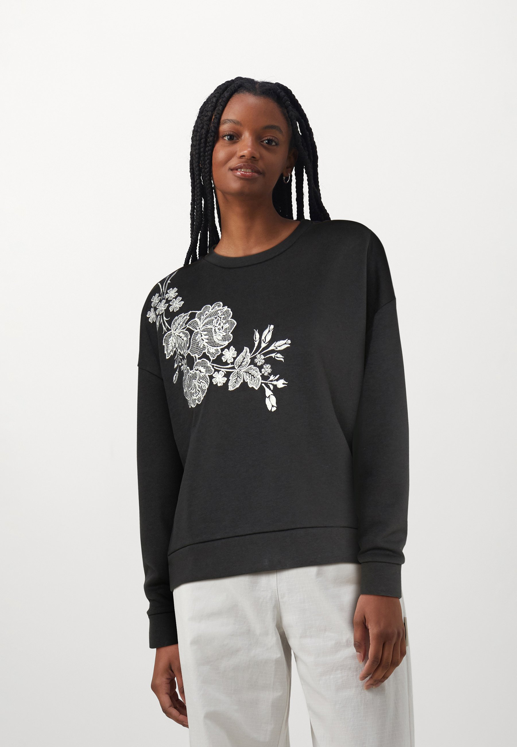 Vero Moda VMKATHRINE FLOWER - Sweatshirt - asphalt/dark grey
