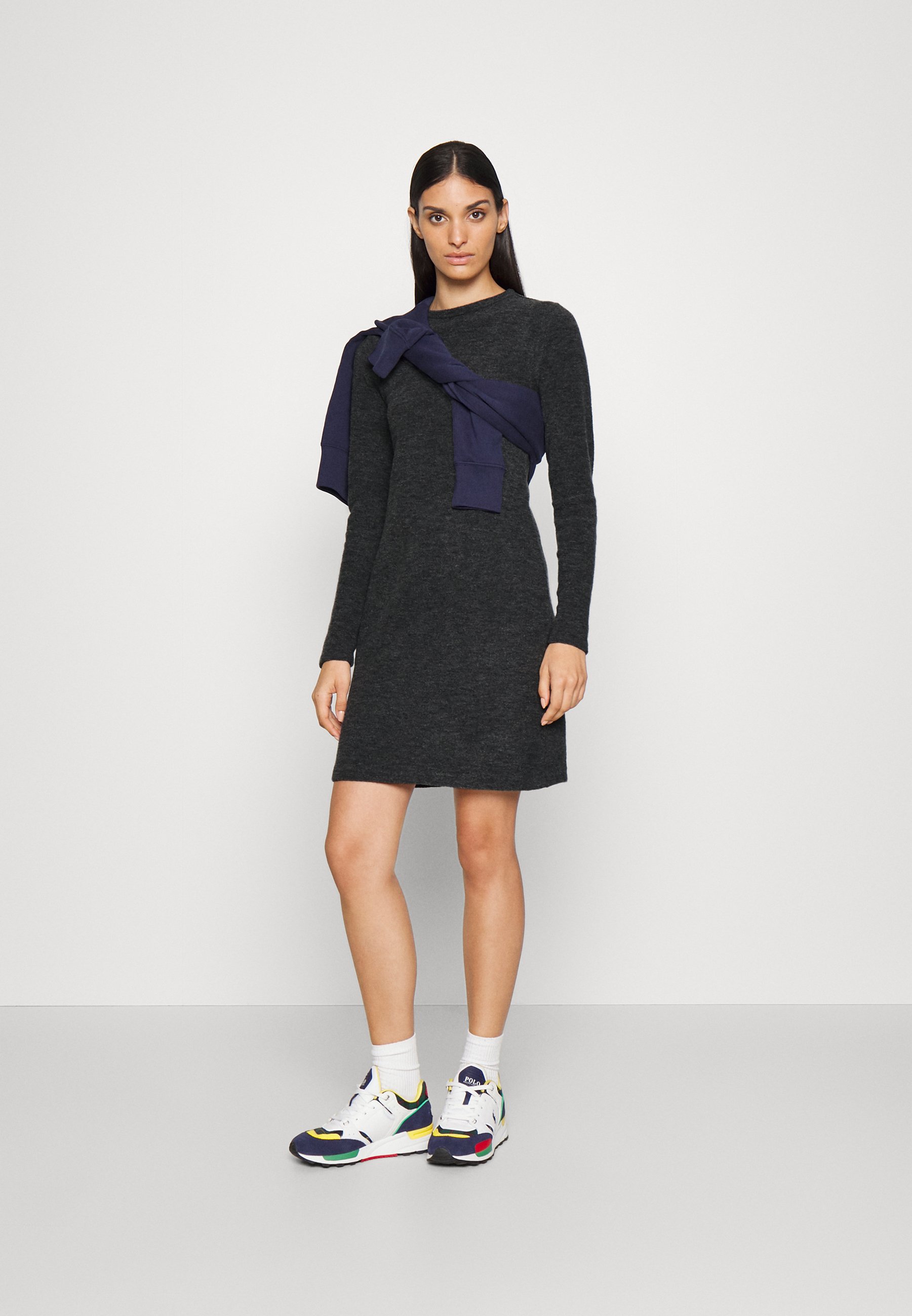 Polo Ralph Lauren MINI LONG SLEEVE DAY DRESS - Jumper dress - medium heather/grey