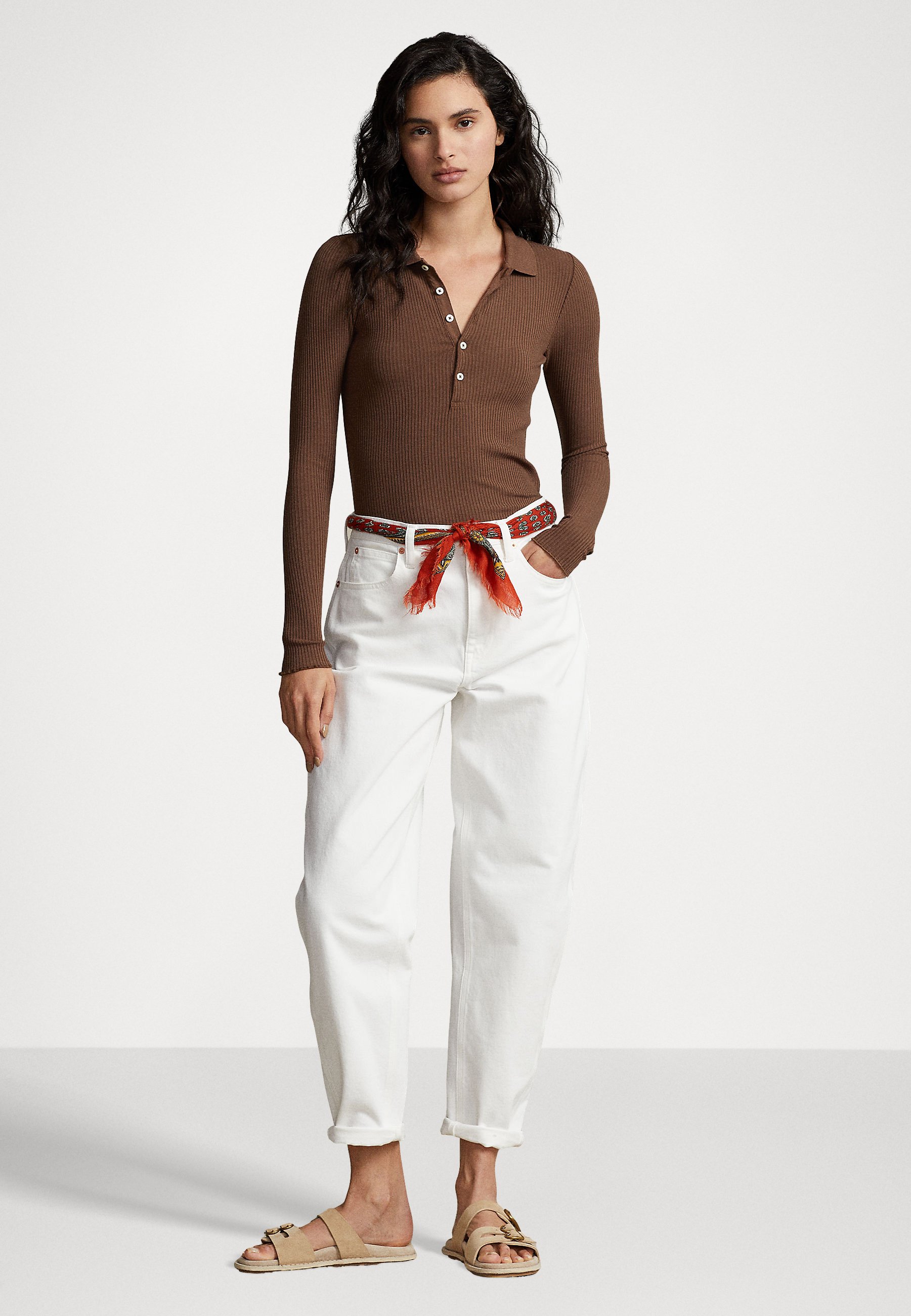 Polo Ralph Lauren LONG SLEEVE - Polo shirt - chocolate brown/brown