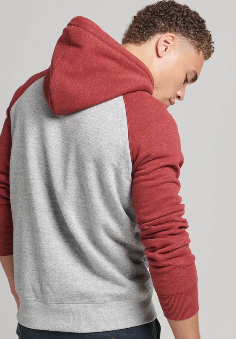 Superdry VINTAGE LOGO BASEBALL - Hoodie - athletic grey marl rhubarb marl/light grey