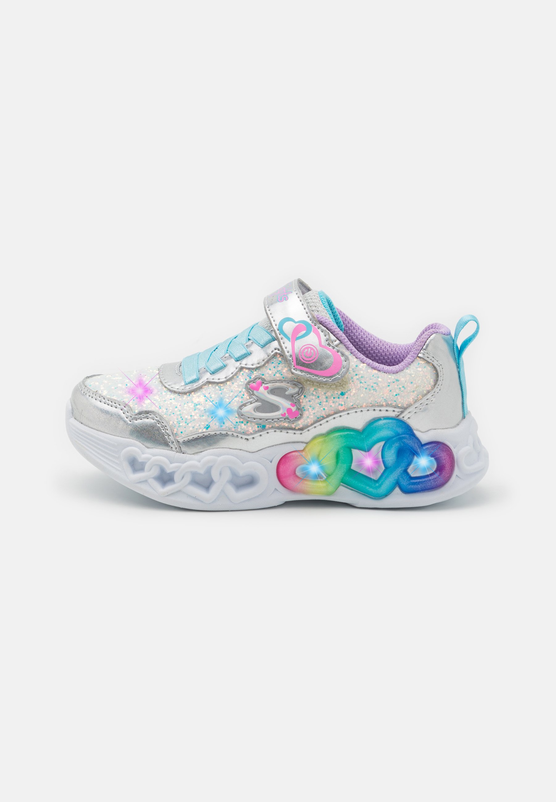 Skechers ROCK LIGHTED HEART  - Trainers - silver rock glitter/ lavender trim/silver-coloured