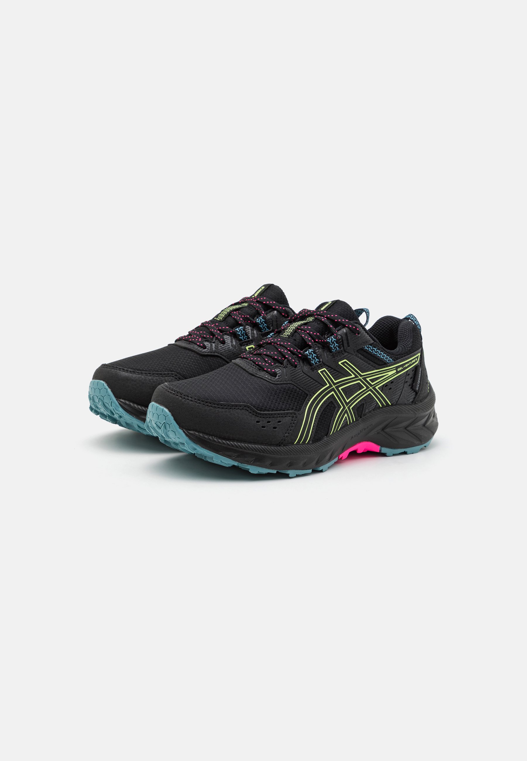 ASICS GEL-VENTURE 9 WP - Trail running shoes - black/lime green/black