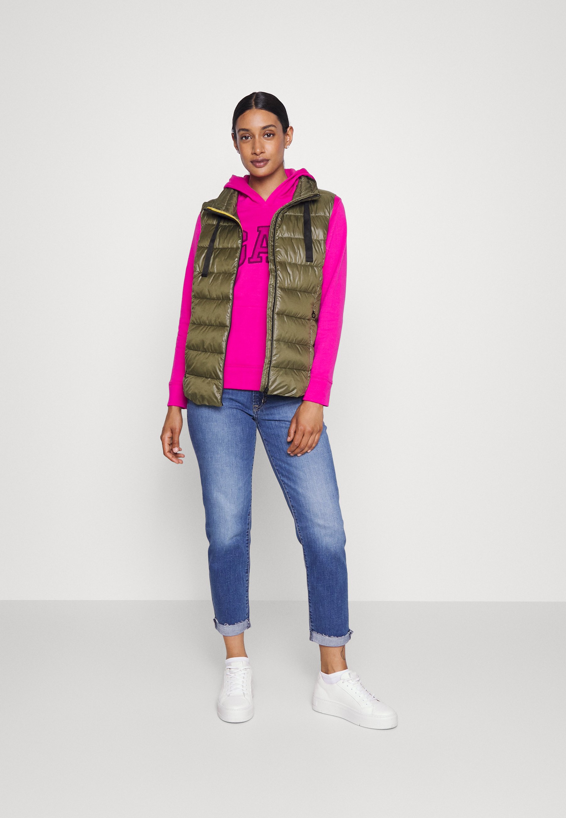 Esprit TAPE VEST - Waistcoat - dark khaki/khaki