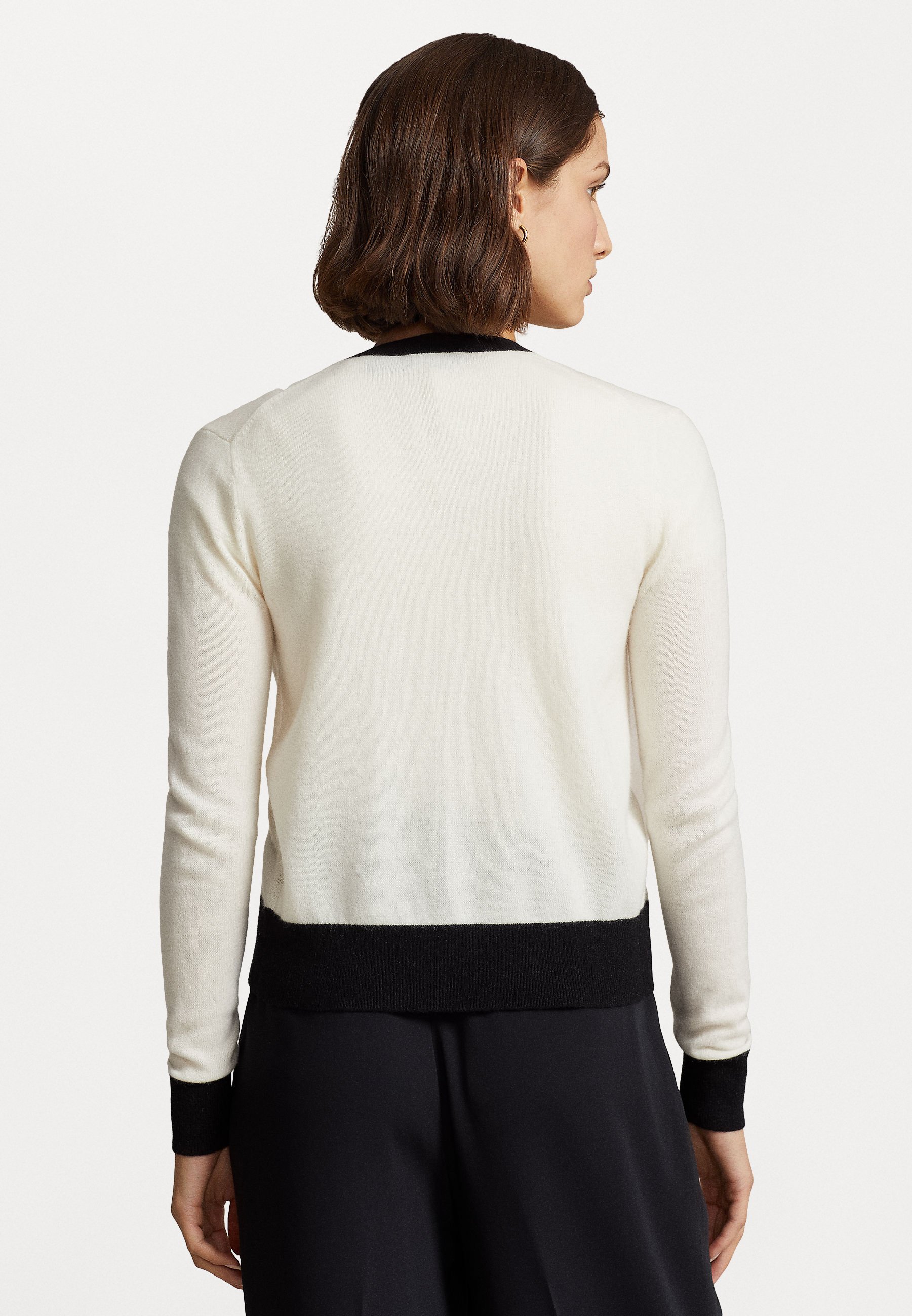 Polo Ralph Lauren LONG SLEEVE CARDIGAN - Cardigan - cream/black/off-white