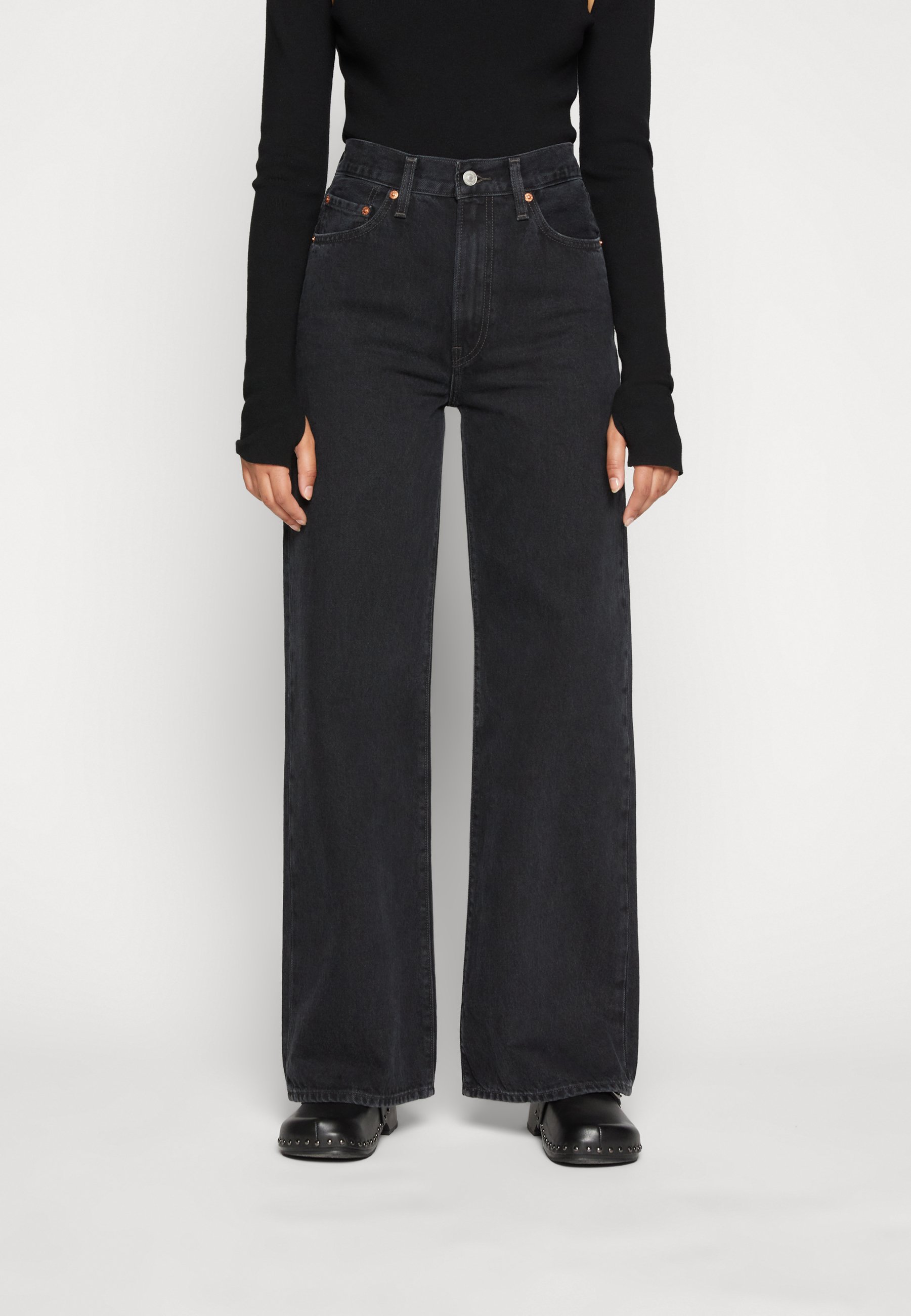 Levi's® RIBCAGE WIDE LEG - Relaxed fit jeans - rosie posie/black denim