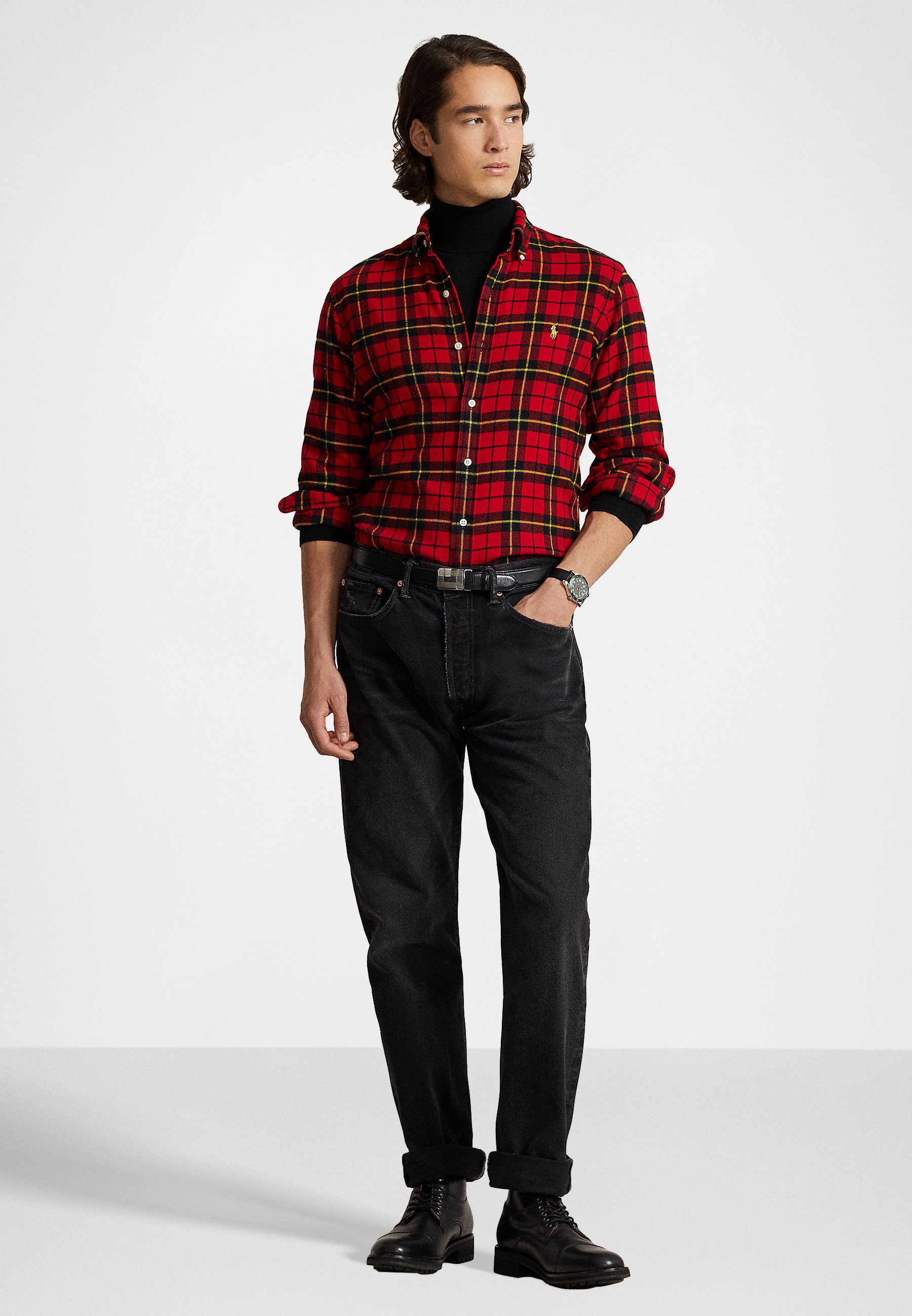 Polo Ralph Lauren LONG SLEEVE - Shirt - red/black multi-coloured/red