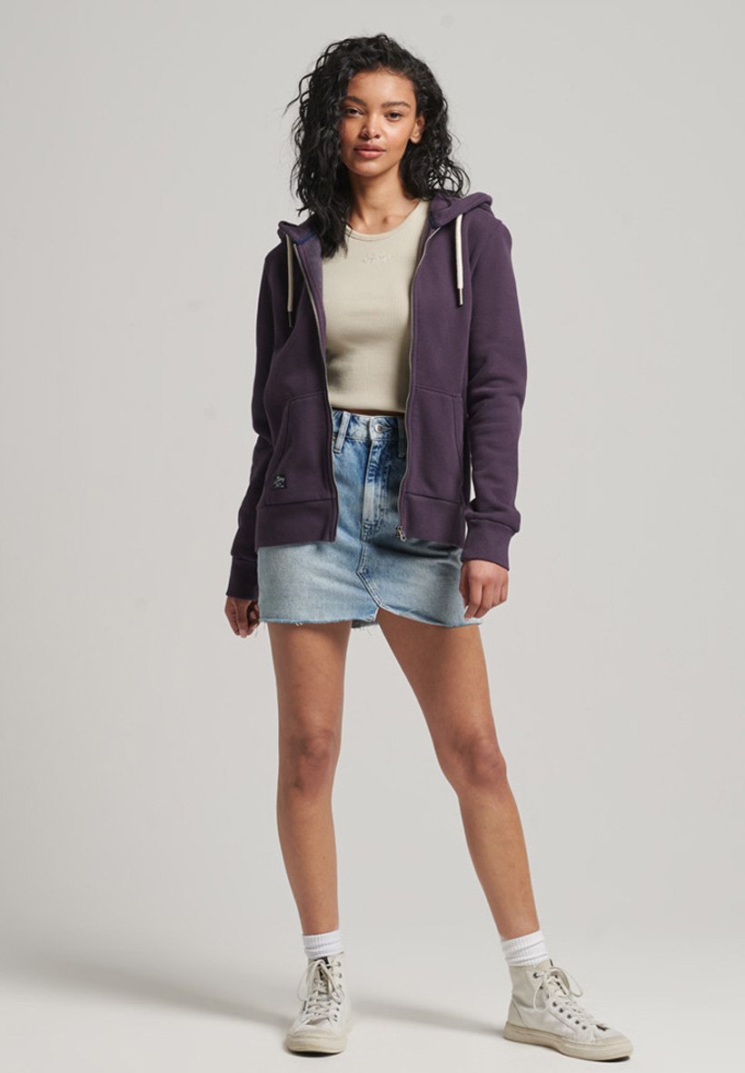 Superdry VINTAGE LOGO EMBELLISHED  - Zip-up sweatshirt - soot/purple