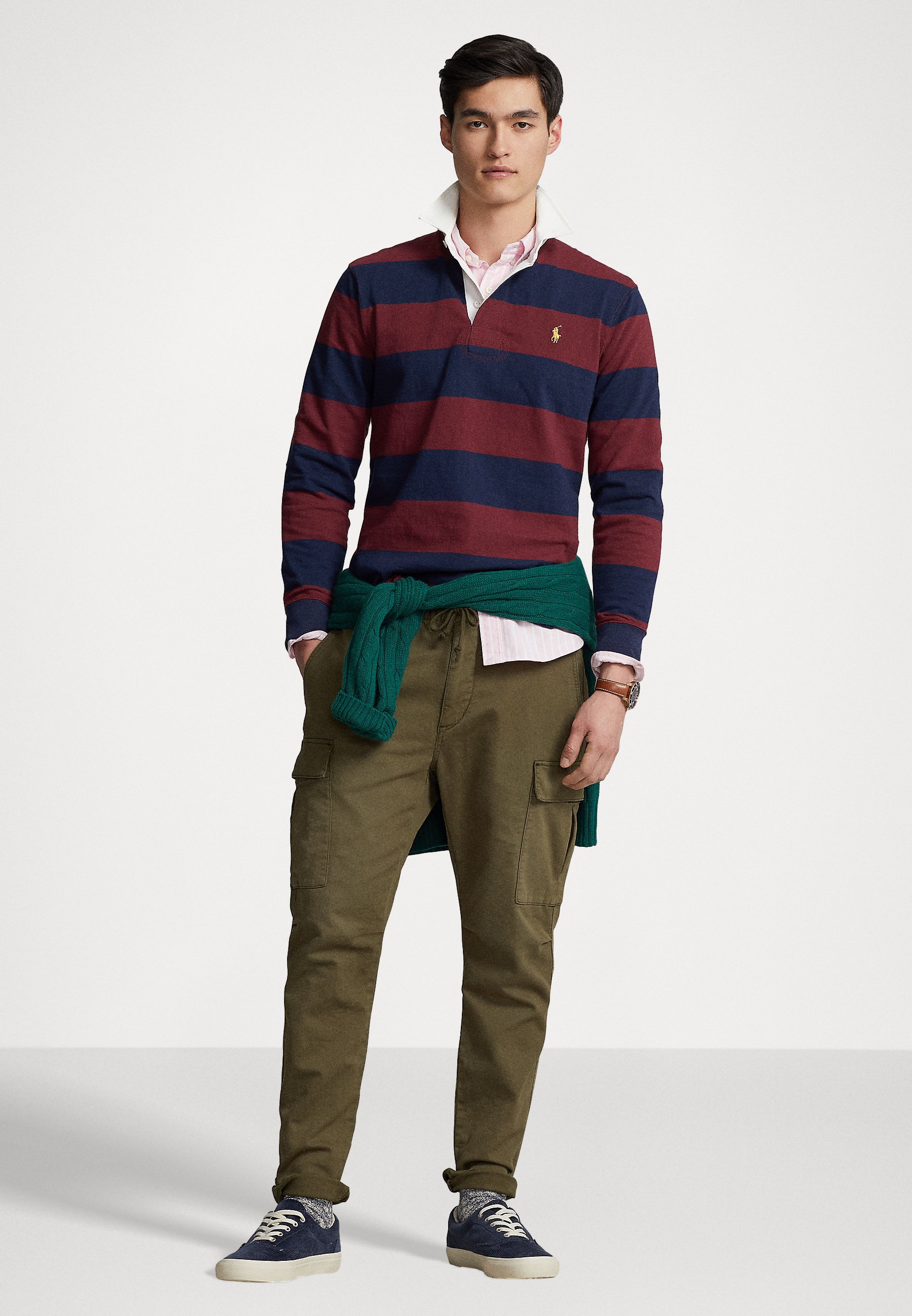 Polo Ralph Lauren RUGBY LONG SLEEVE - Polo shirt - cruise navy/ classic wine/red