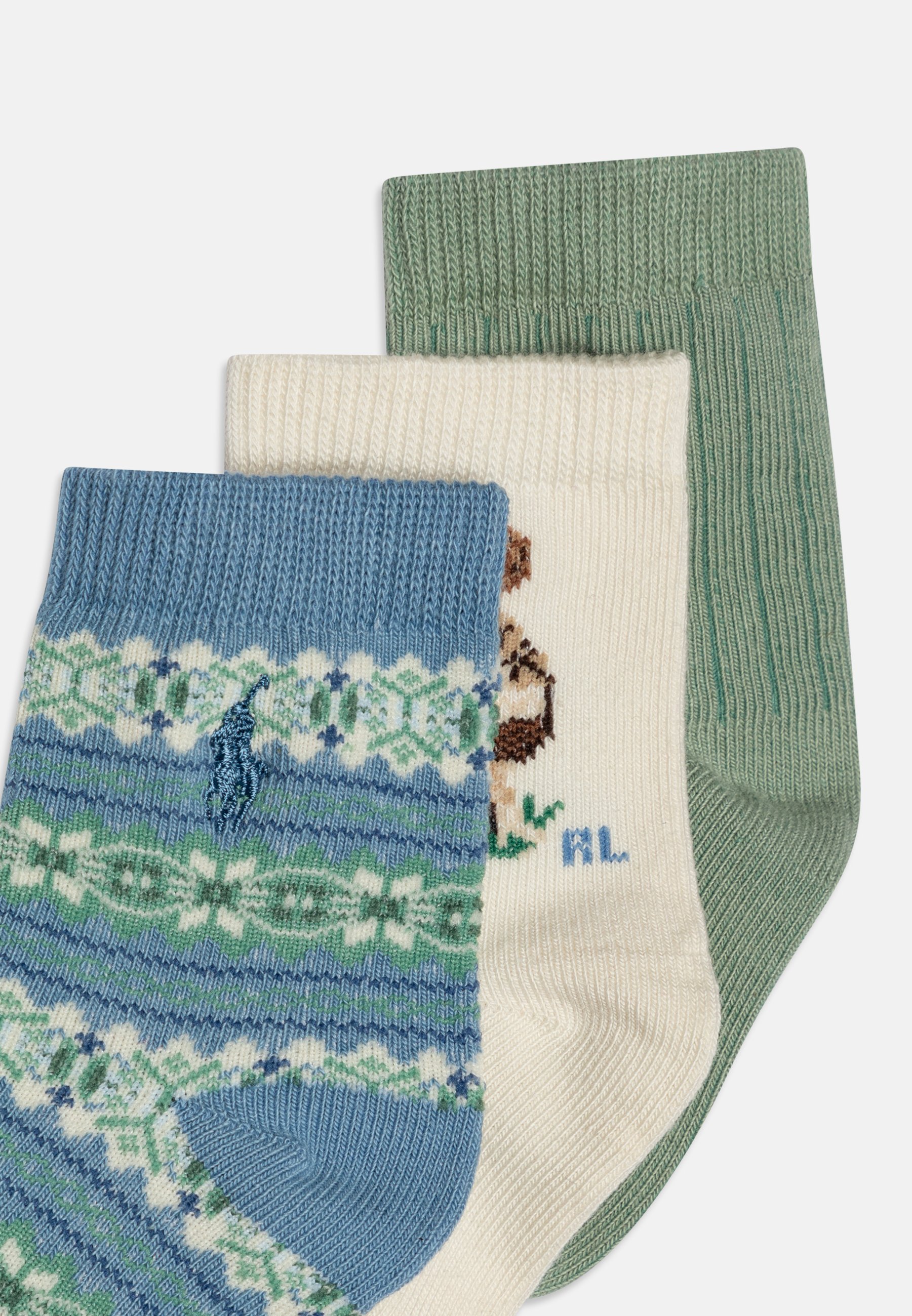 Polo Ralph Lauren BABY COTSWOLD CREW UNISEX 3 PACK - Socks - ivory/light green/blue/beige