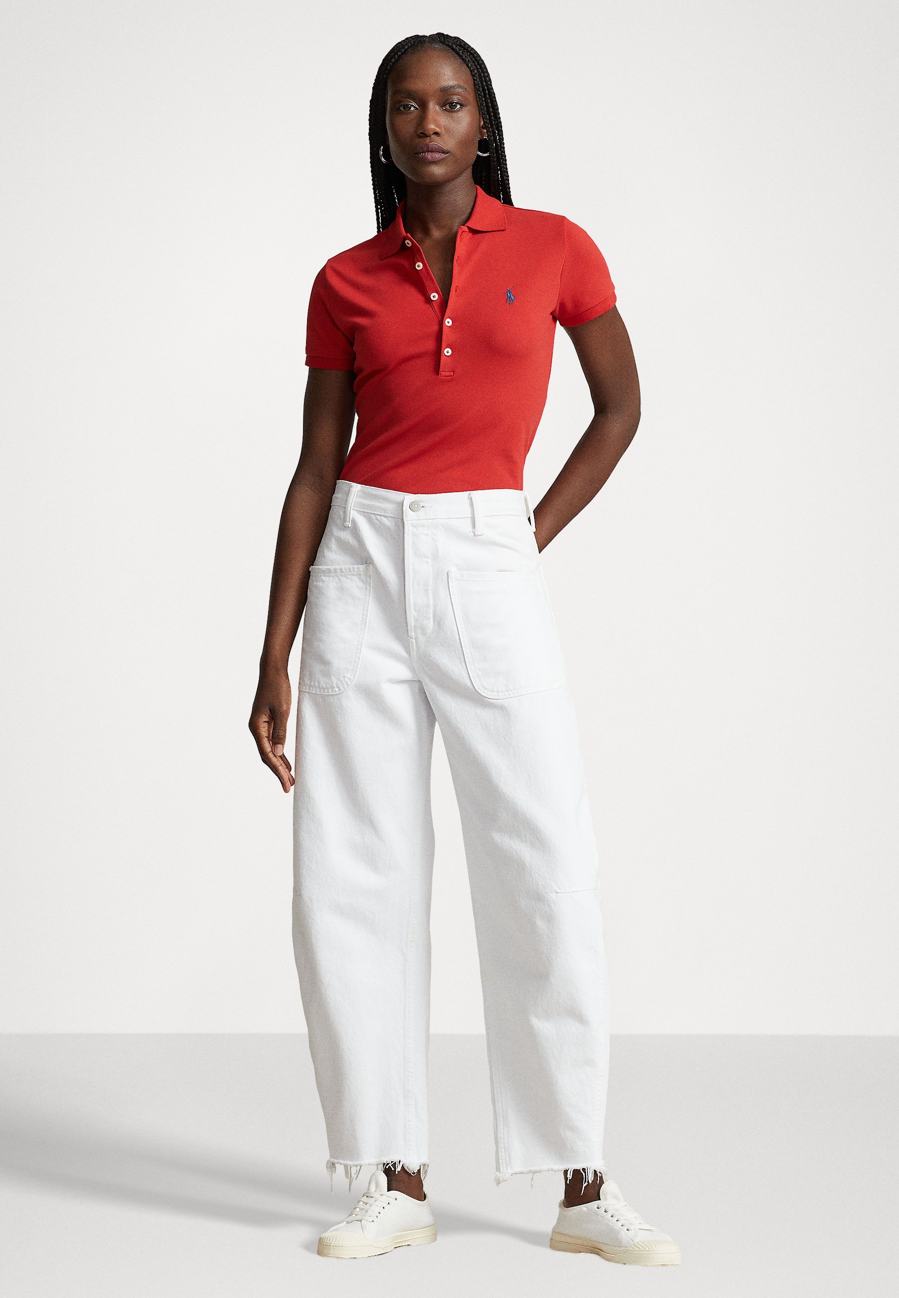 Polo Ralph Lauren JULIE SLIM SHORT SLEEVE - Polo shirt - faded red/red