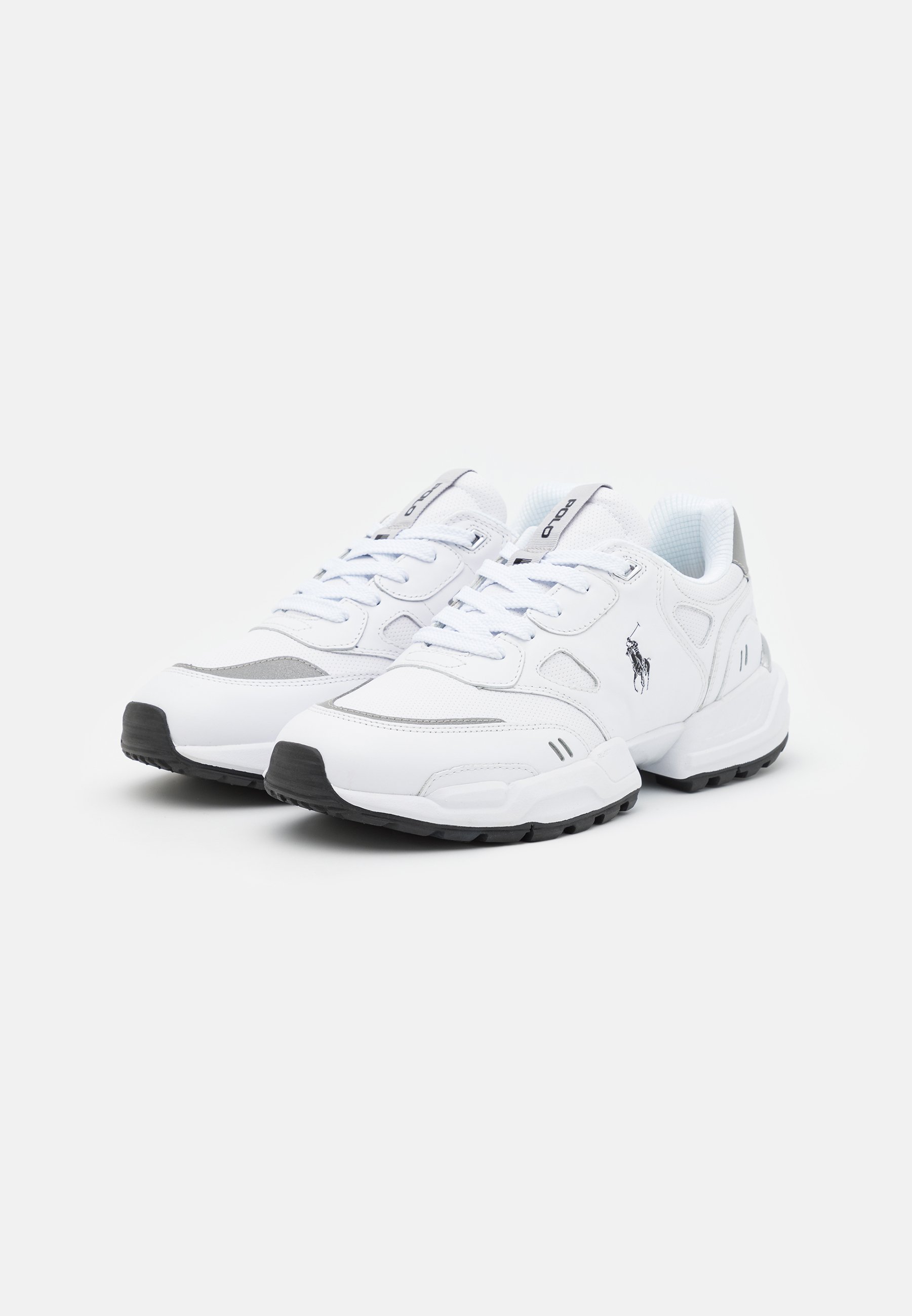 Polo Ralph Lauren JOGGER LEATHER-PANELED SNEAKER - Trainers - white/black/white