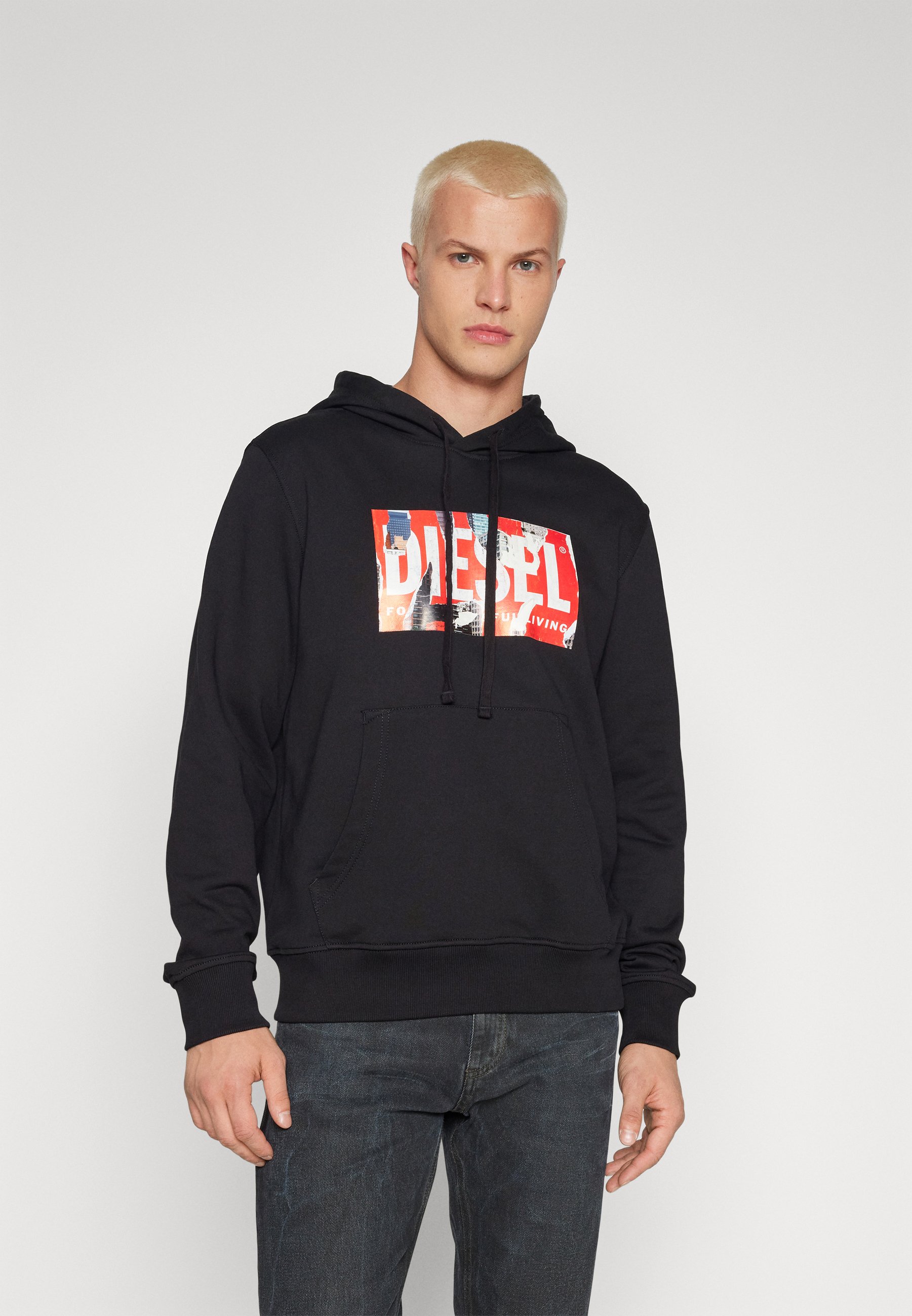 Diesel GINN HOOD RUNWAY UNISEX - Sweatshirt - black
