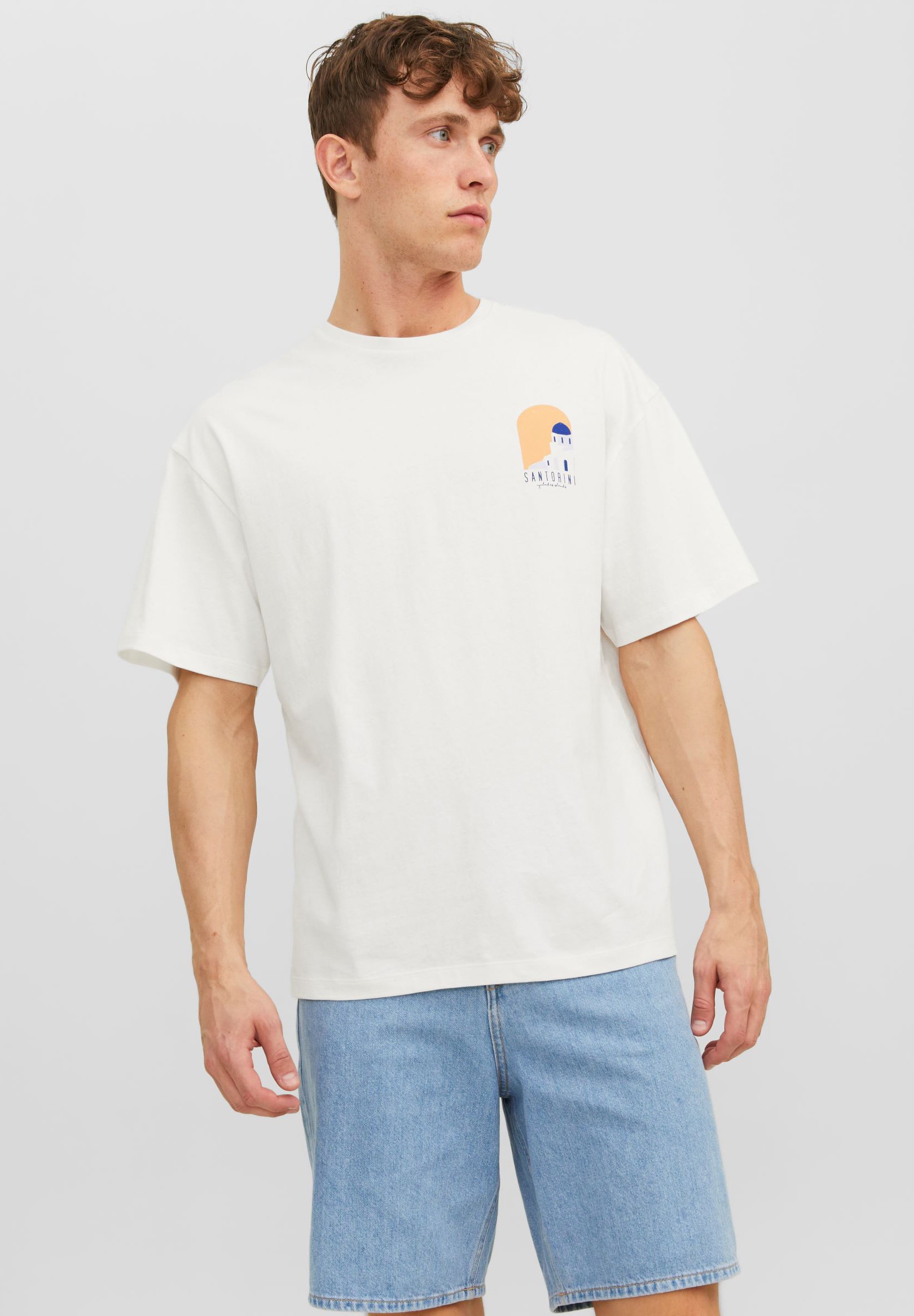 Jack &Jones JORHOLIDAY  SS CREW NECK EX2 23 - Print T-shirt - cloud dancer/white
