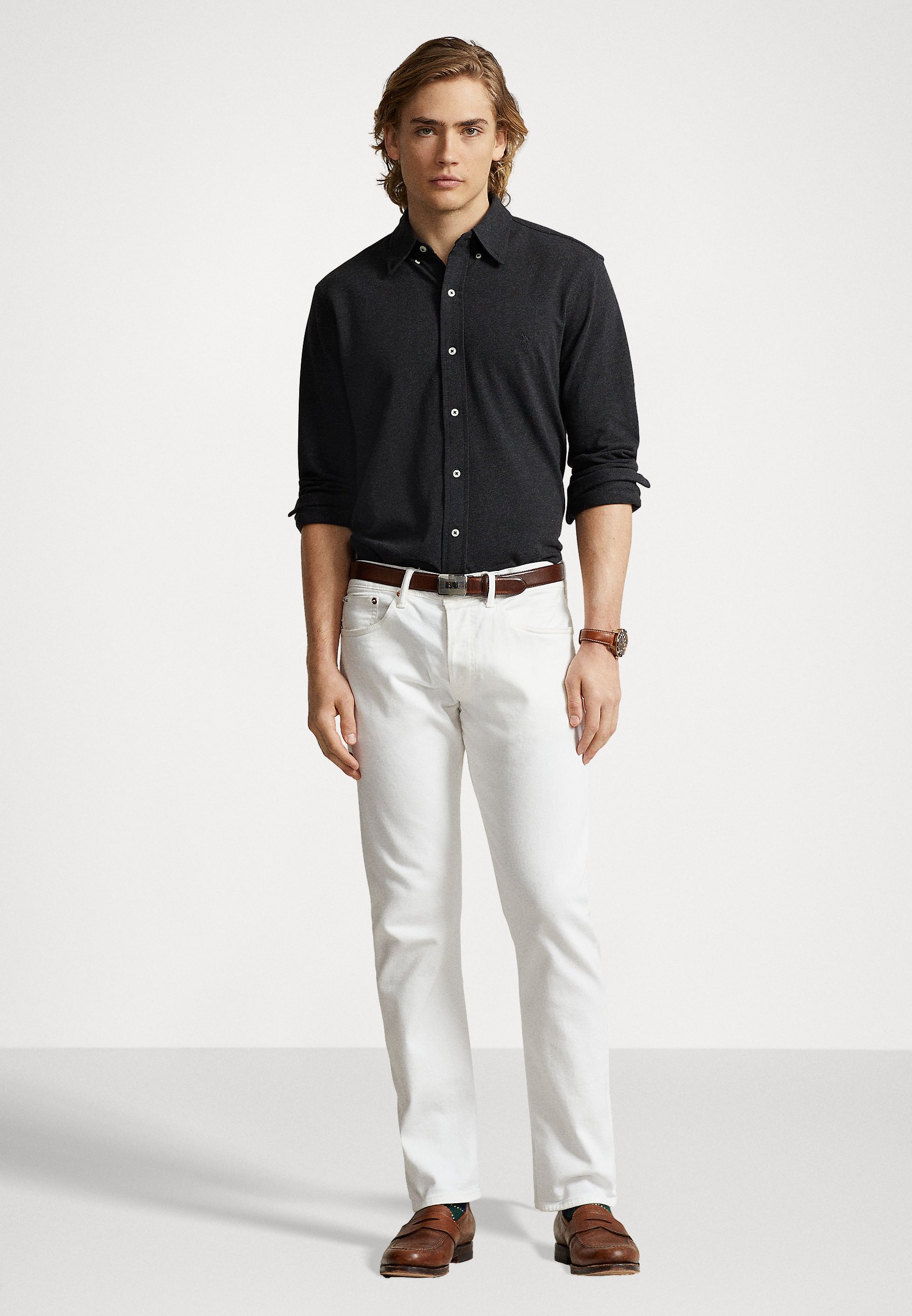 Polo Ralph Lauren LONG SLEEVE - Shirt - dark granite/grey denim