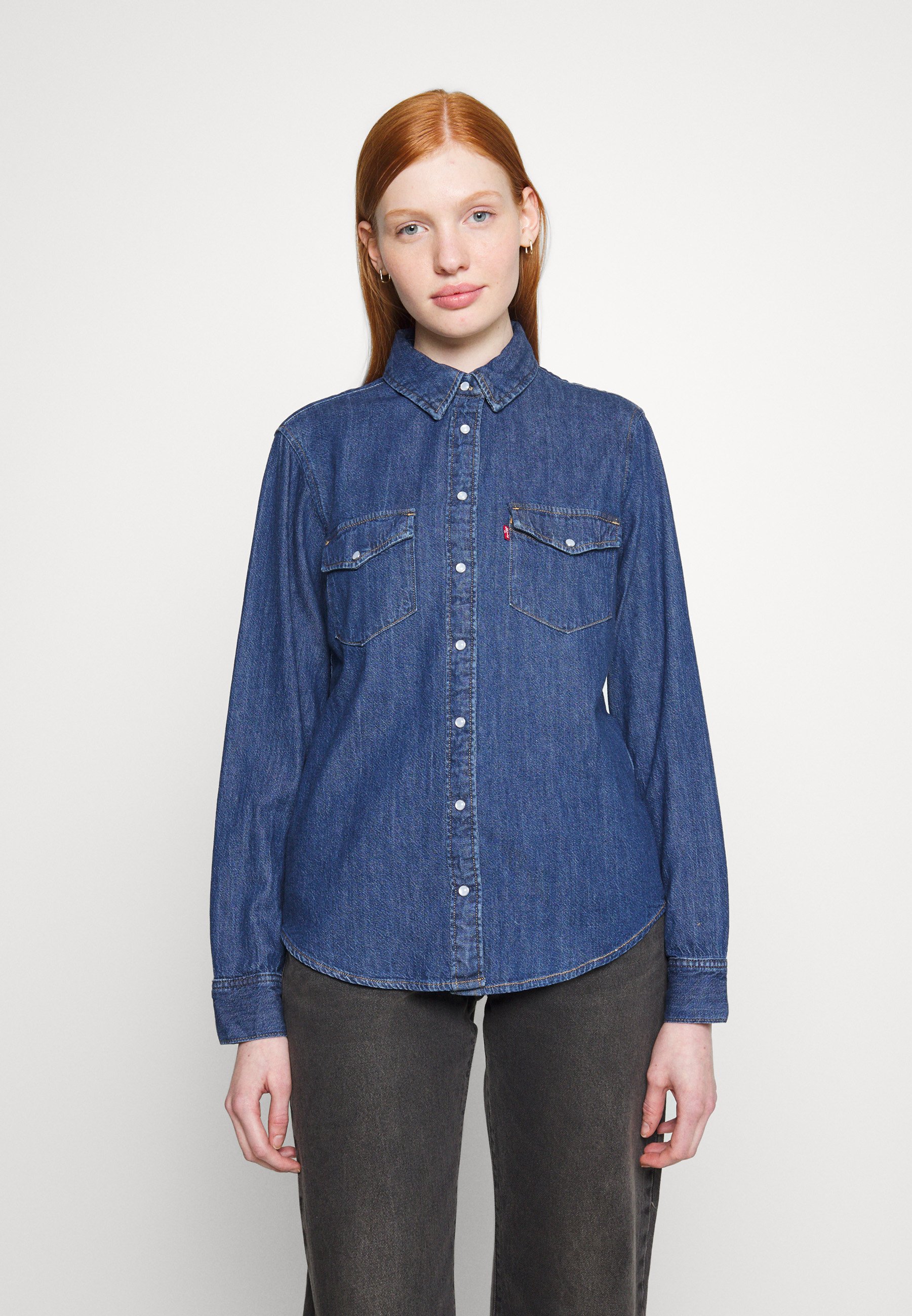 Levi's® ICONIC WESTERN - Button-down blouse - air space/dark-blue denim