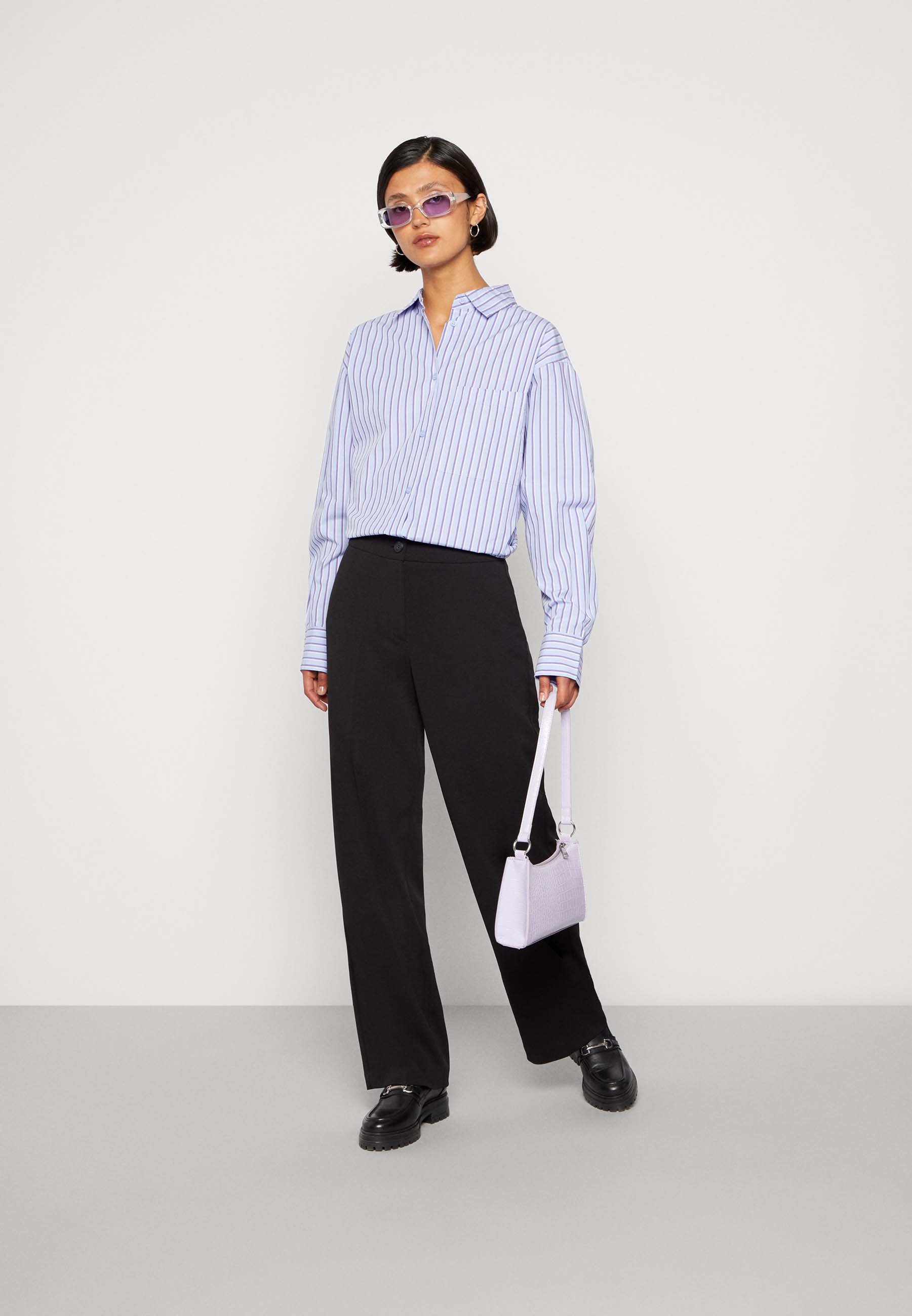 ONLY ONLCAROLINA HIGH WAIST LONG PANT  - Trousers - black