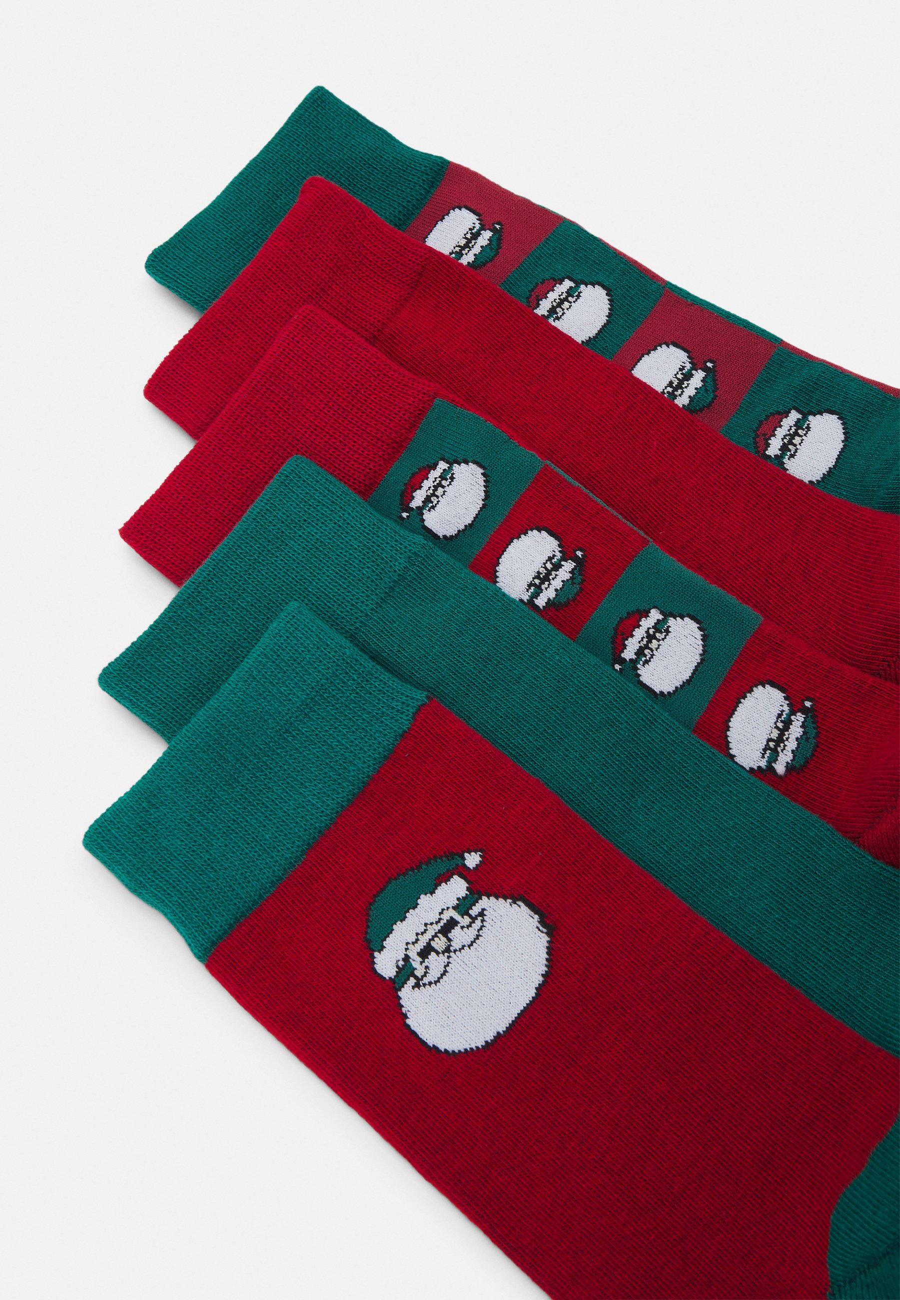Jack &Jones JACSQUARE SANTA SOCKS 5 PACK - Socks - rio red/aventurine/dark red