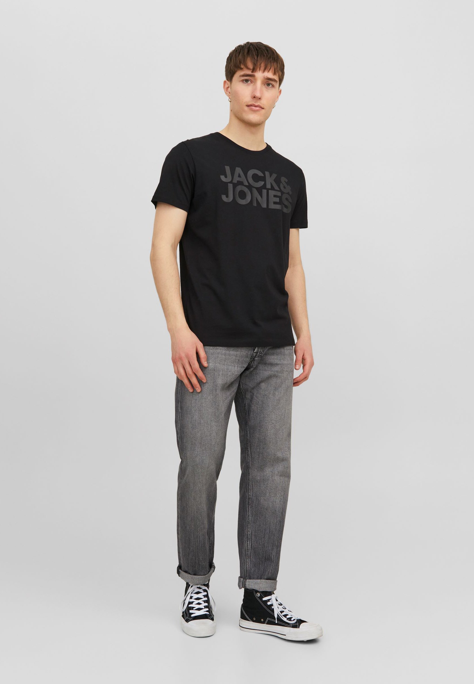 Jack &Jones JJECORP LOGO SS O NECK  NOOS - Print T-shirt - black/black